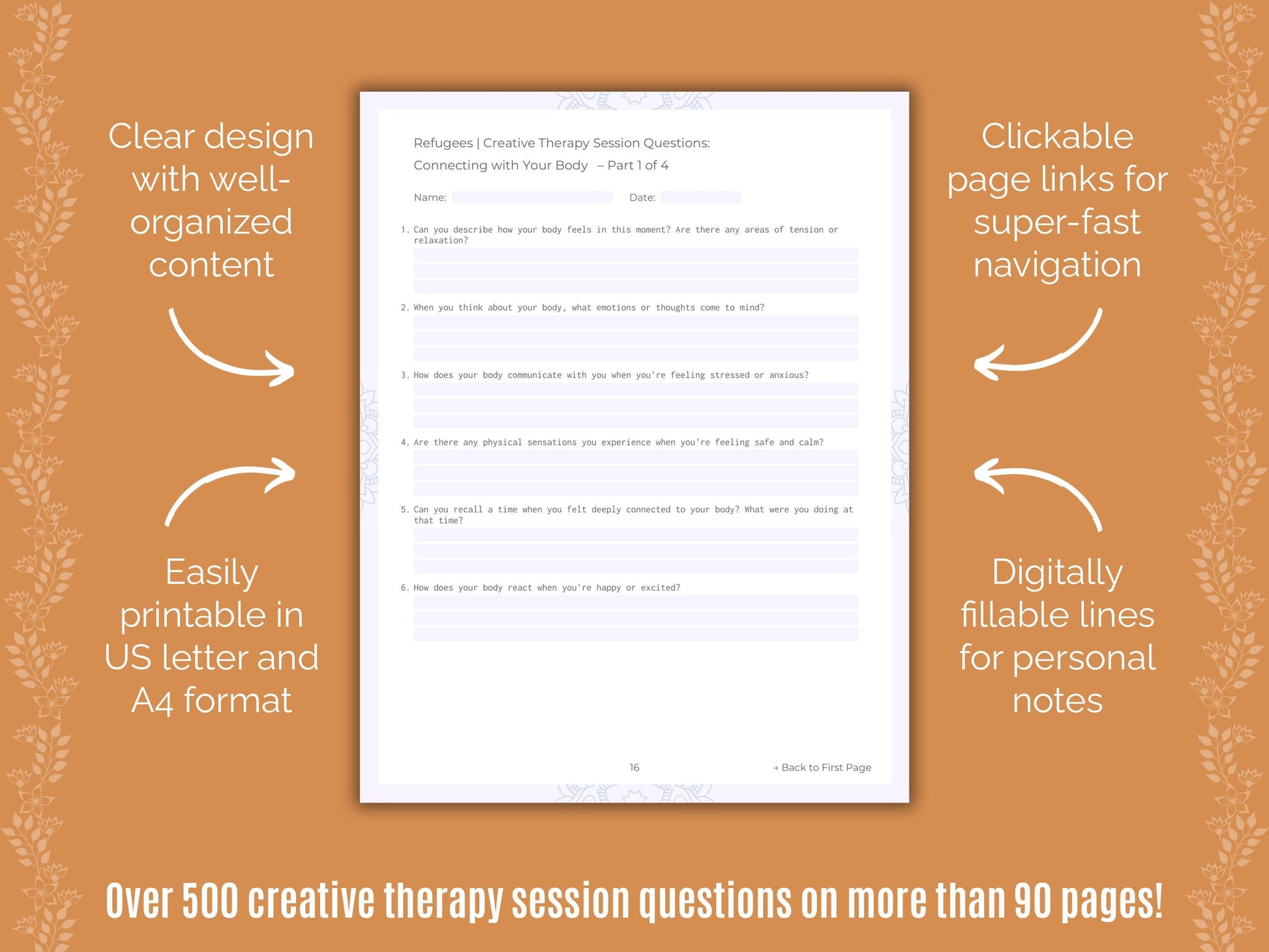 Refugees Creative Therapy Counseling Templates