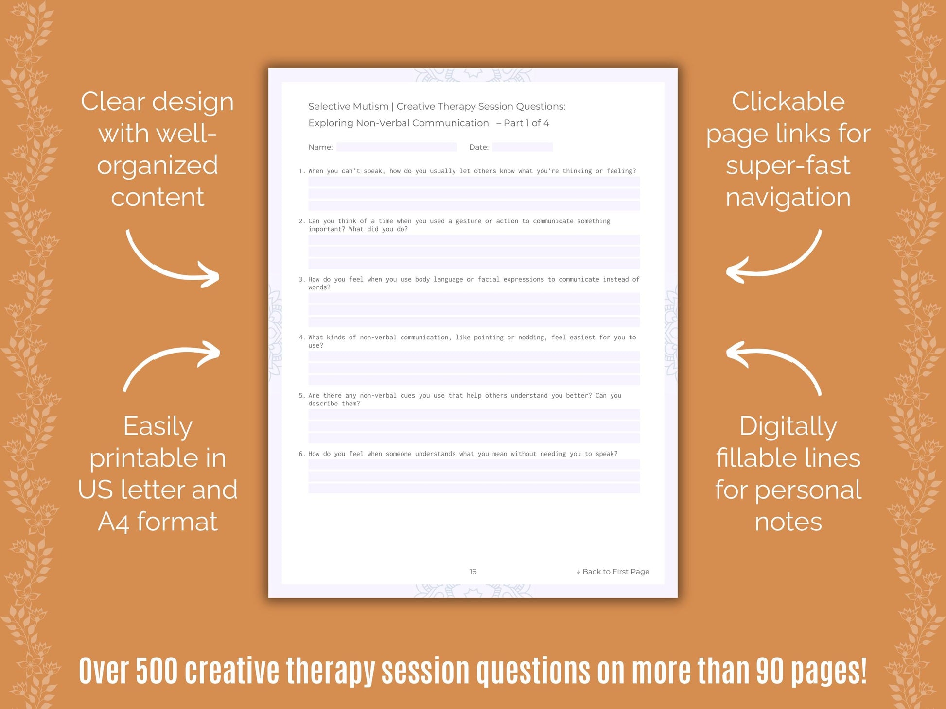 Selective Mutism Creative Therapy Counseling Templates