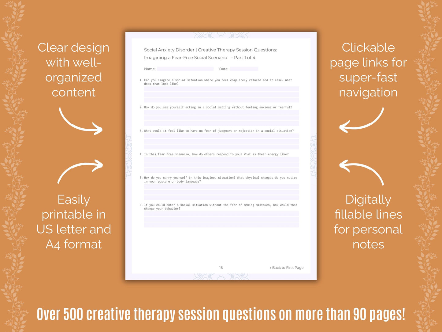 Social Anxiety Disorder Creative Therapy Counseling Templates