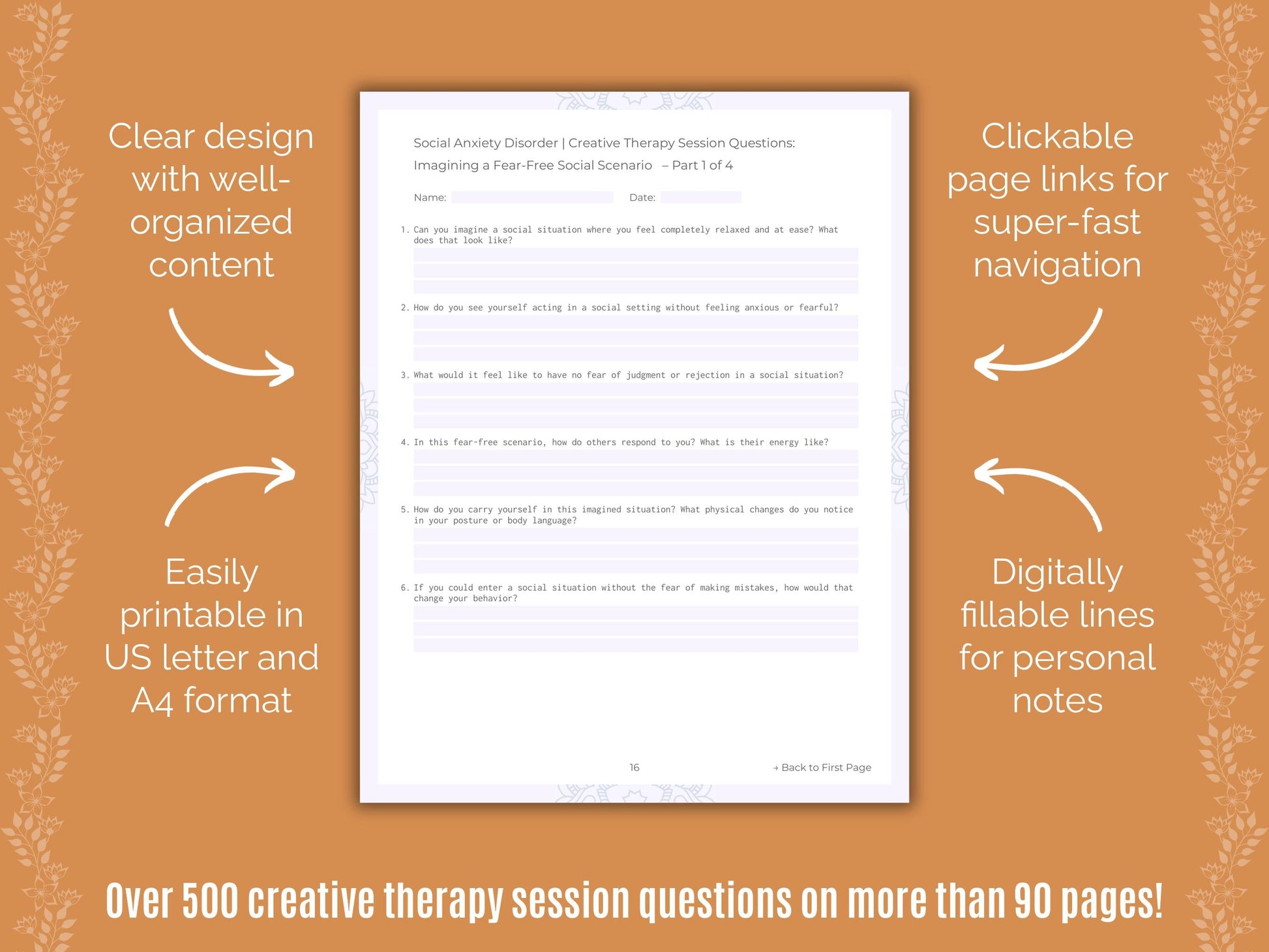 Social Anxiety Disorder Creative Therapy Counseling Templates