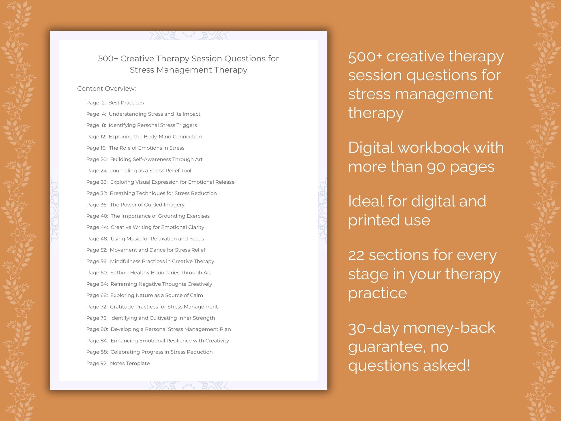 Stress Management Creative Therapy Therapist Worksheets