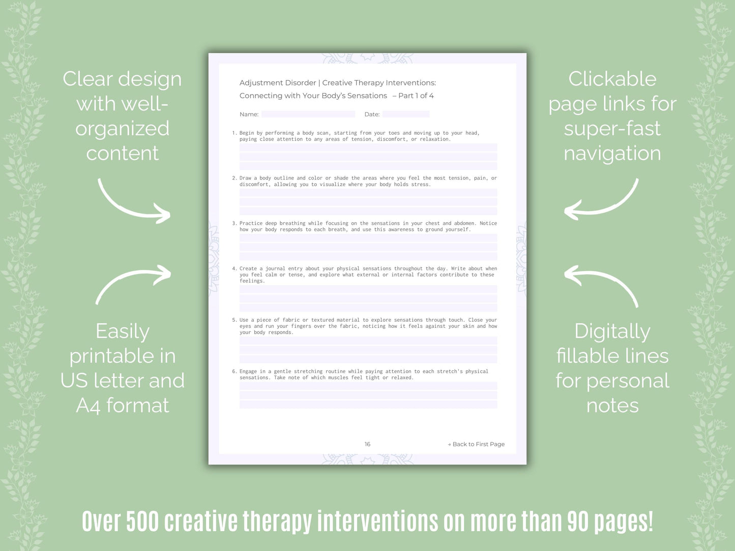 Adjustment Disorder Creative Therapy Counseling Templates