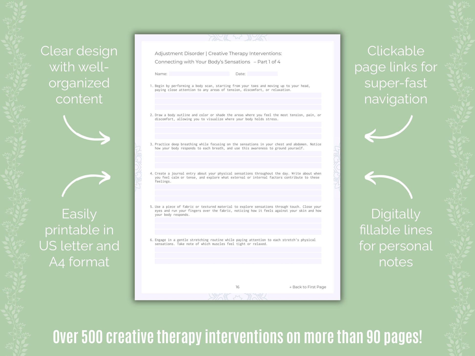 Adjustment Disorder Creative Therapy Counseling Templates