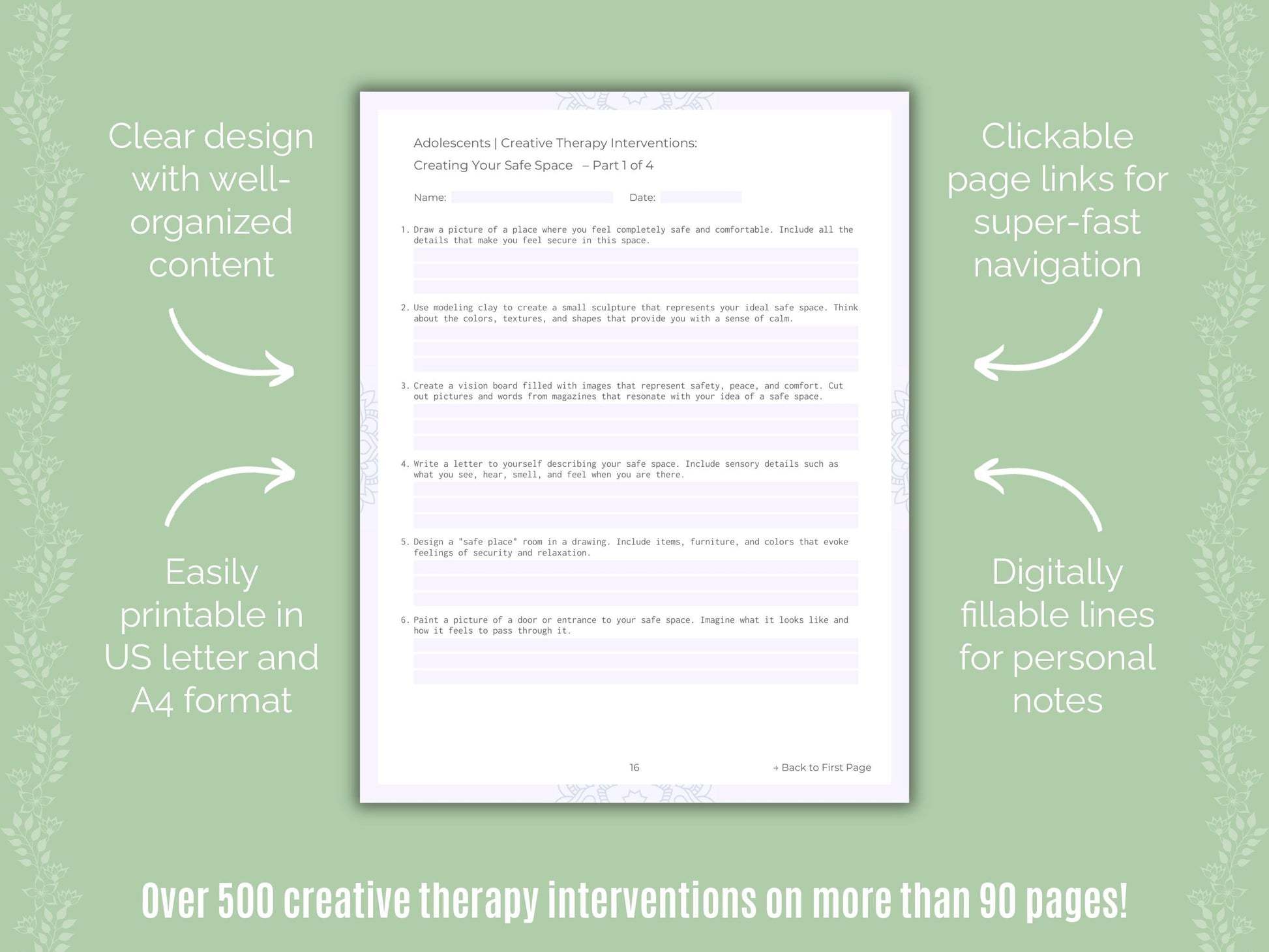 Adolescents Creative Therapy Counseling Templates