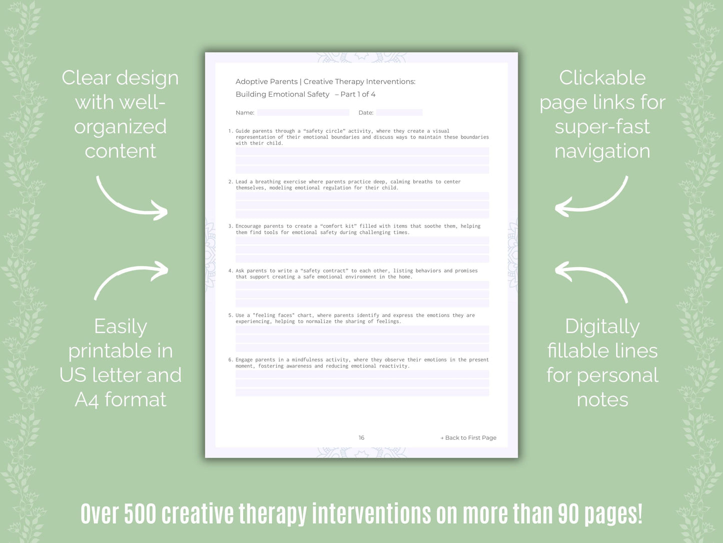 Adoptive Parents Creative Therapy Counseling Templates