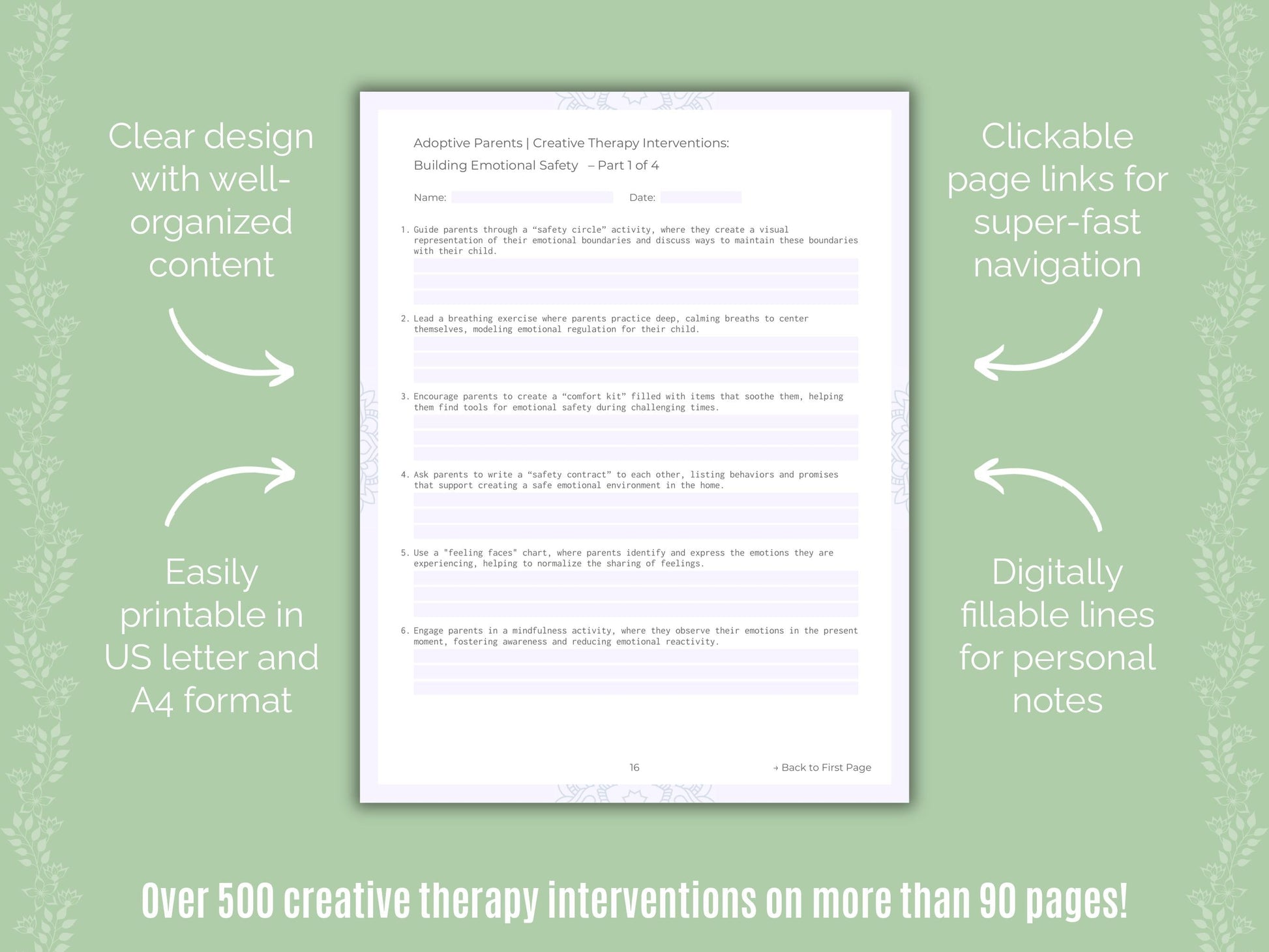 Adoptive Parents Creative Therapy Counseling Templates