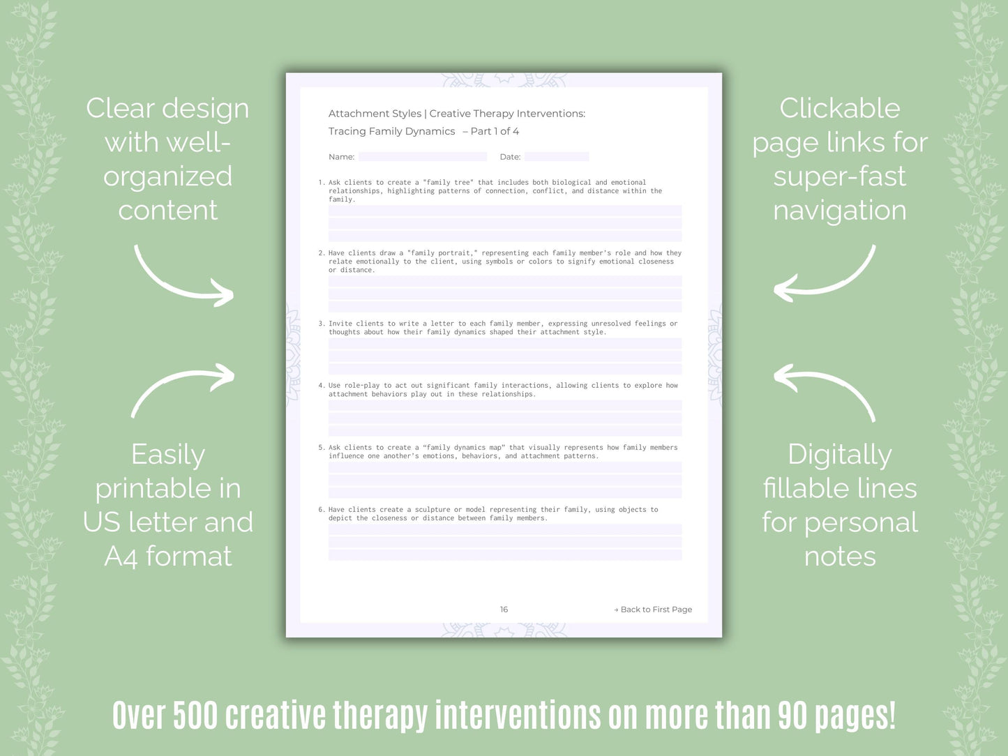 Attachment Styles Creative Therapy Counseling Templates