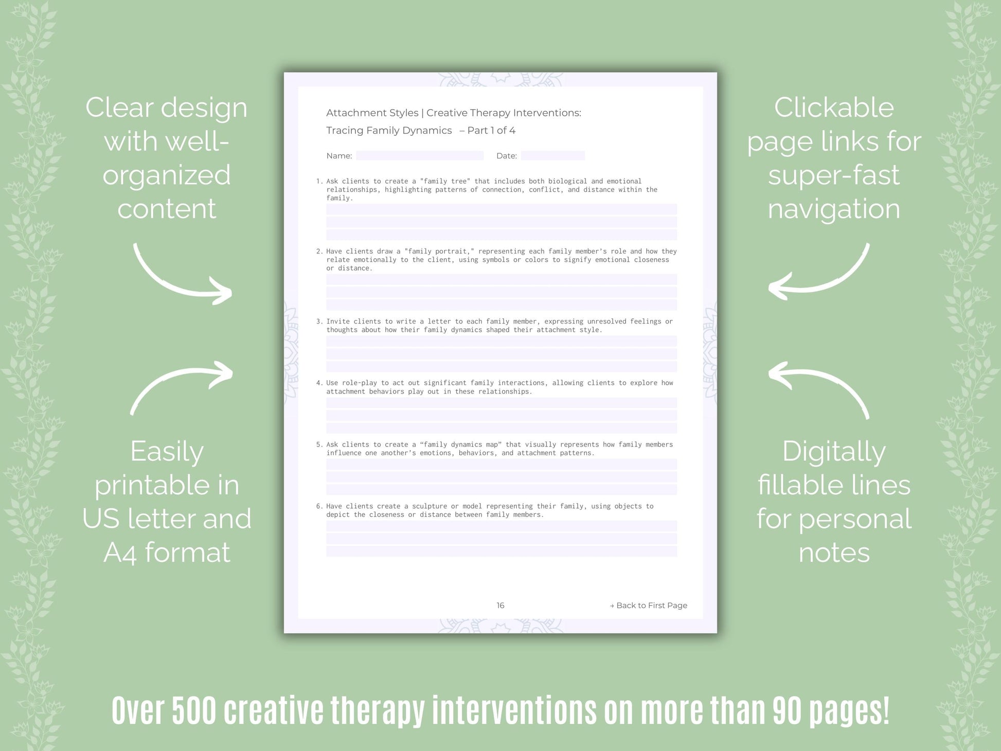 Attachment Styles Creative Therapy Counseling Templates