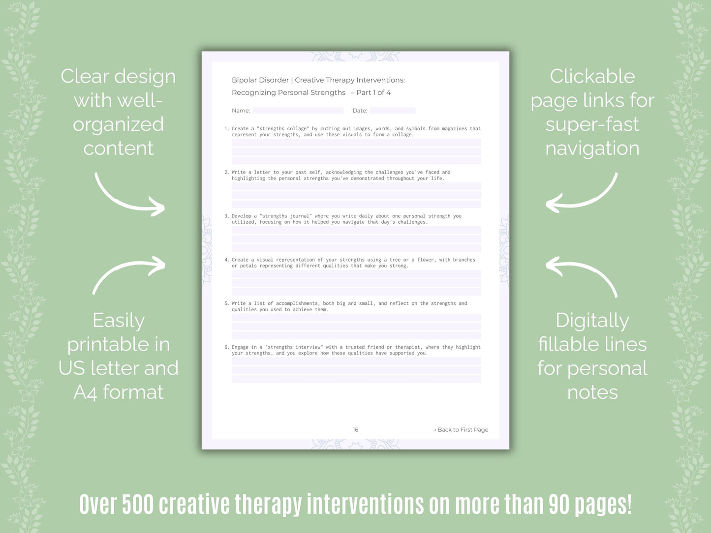 Bipolar Disorder Creative Therapy Counseling Templates