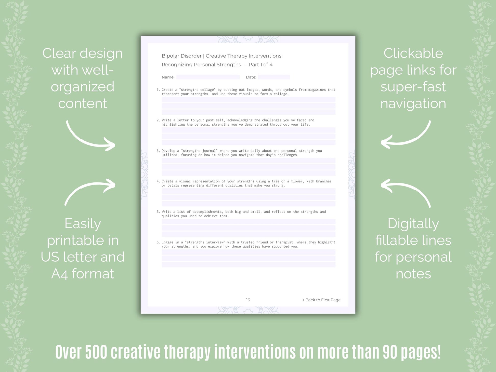 Bipolar Disorder Creative Therapy Counseling Templates