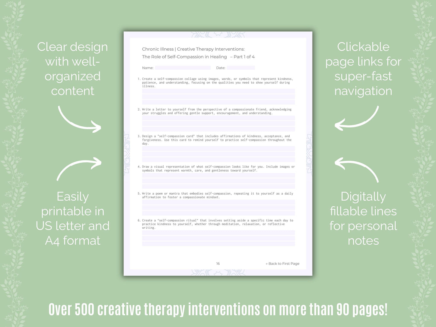 Chronic Illness Creative Therapy Counseling Templates