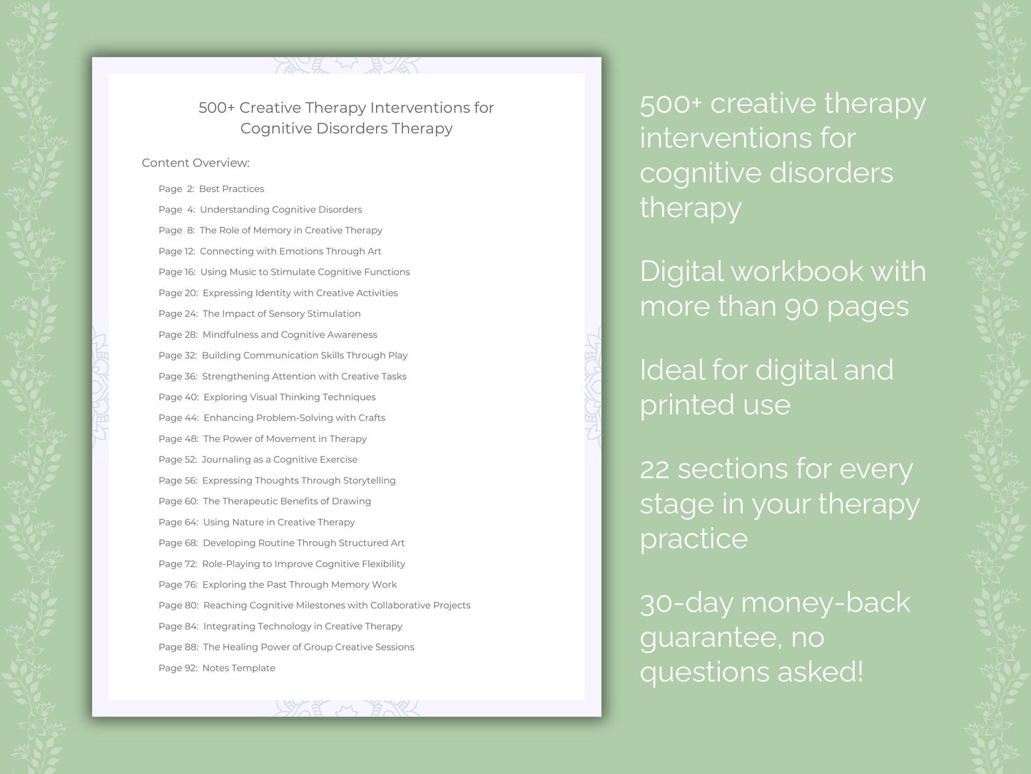 Cognitive Disorders Creative Therapy Therapist Worksheets