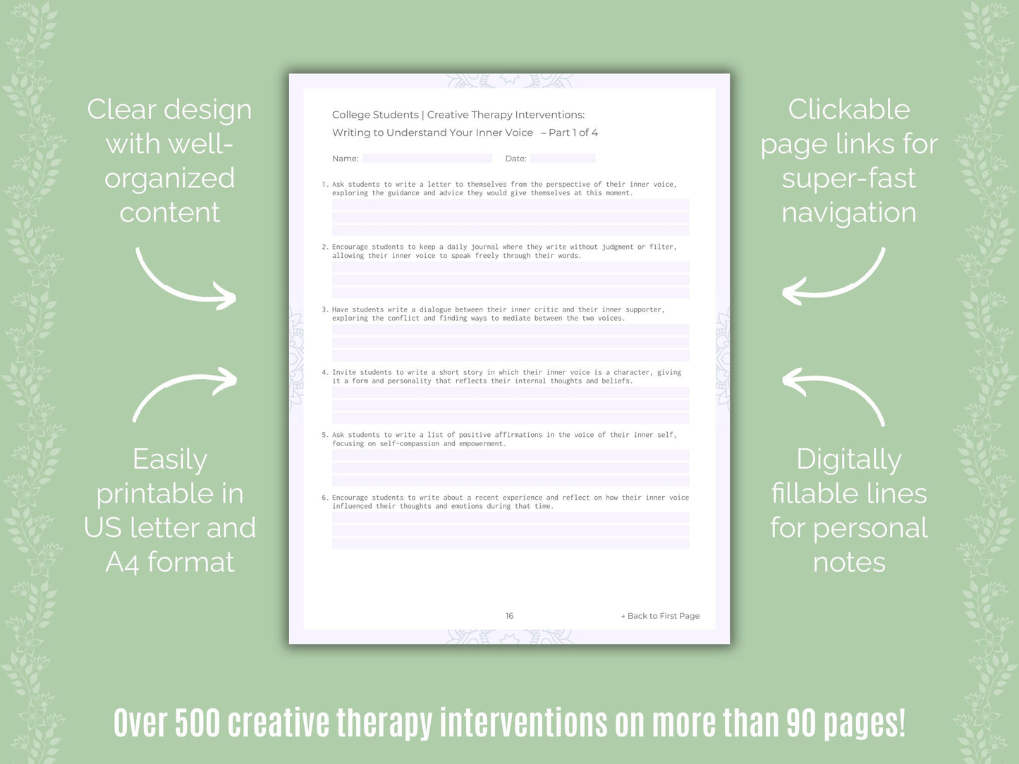 College Students Creative Therapy Counseling Templates