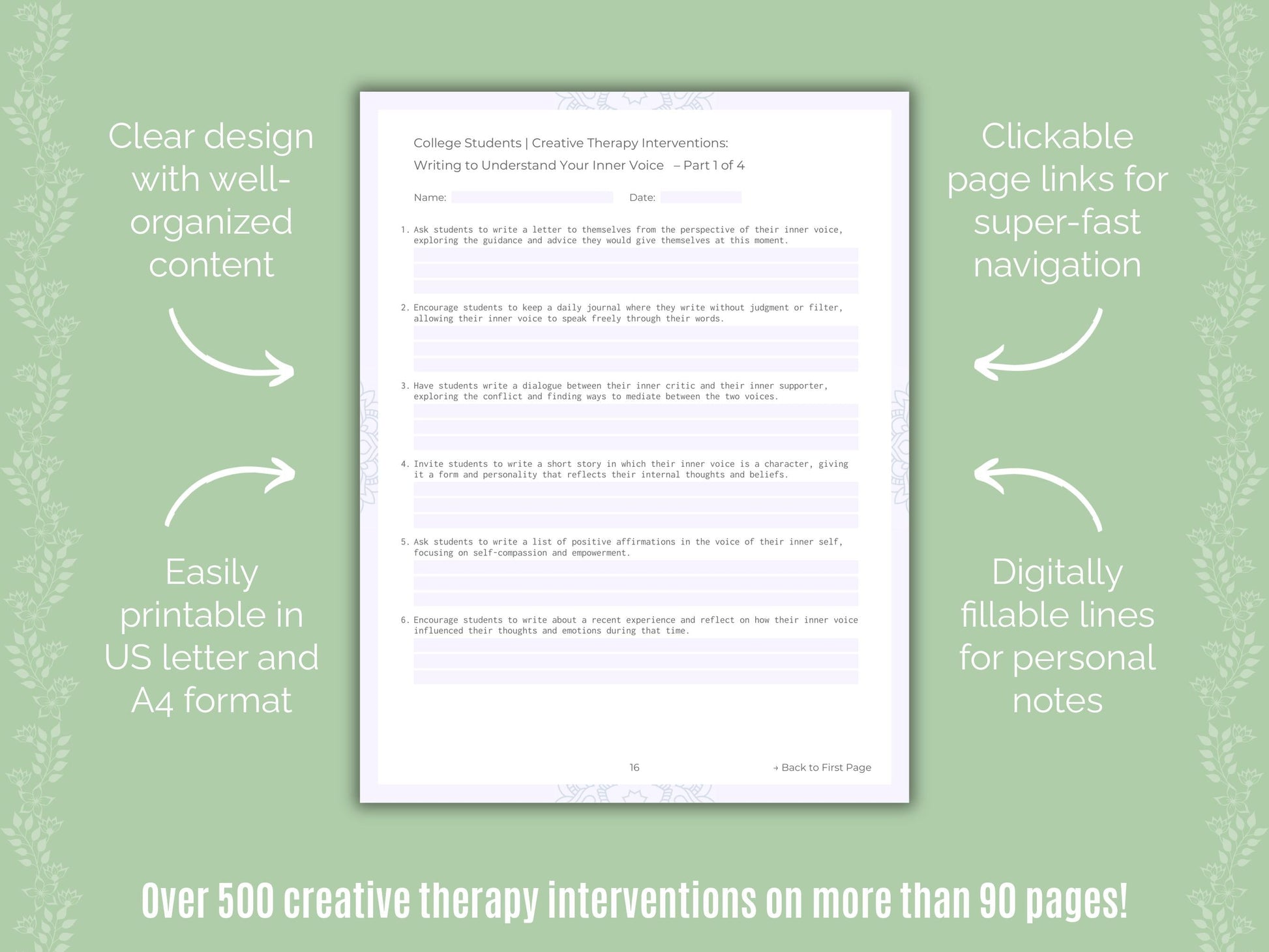 College Students Creative Therapy Counseling Templates