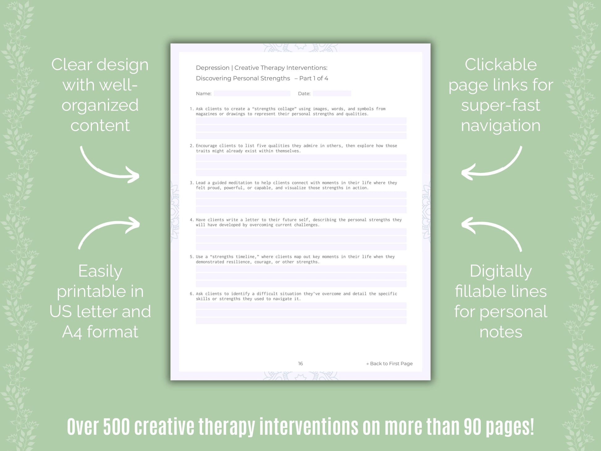 Depression Creative Therapy Counseling Templates