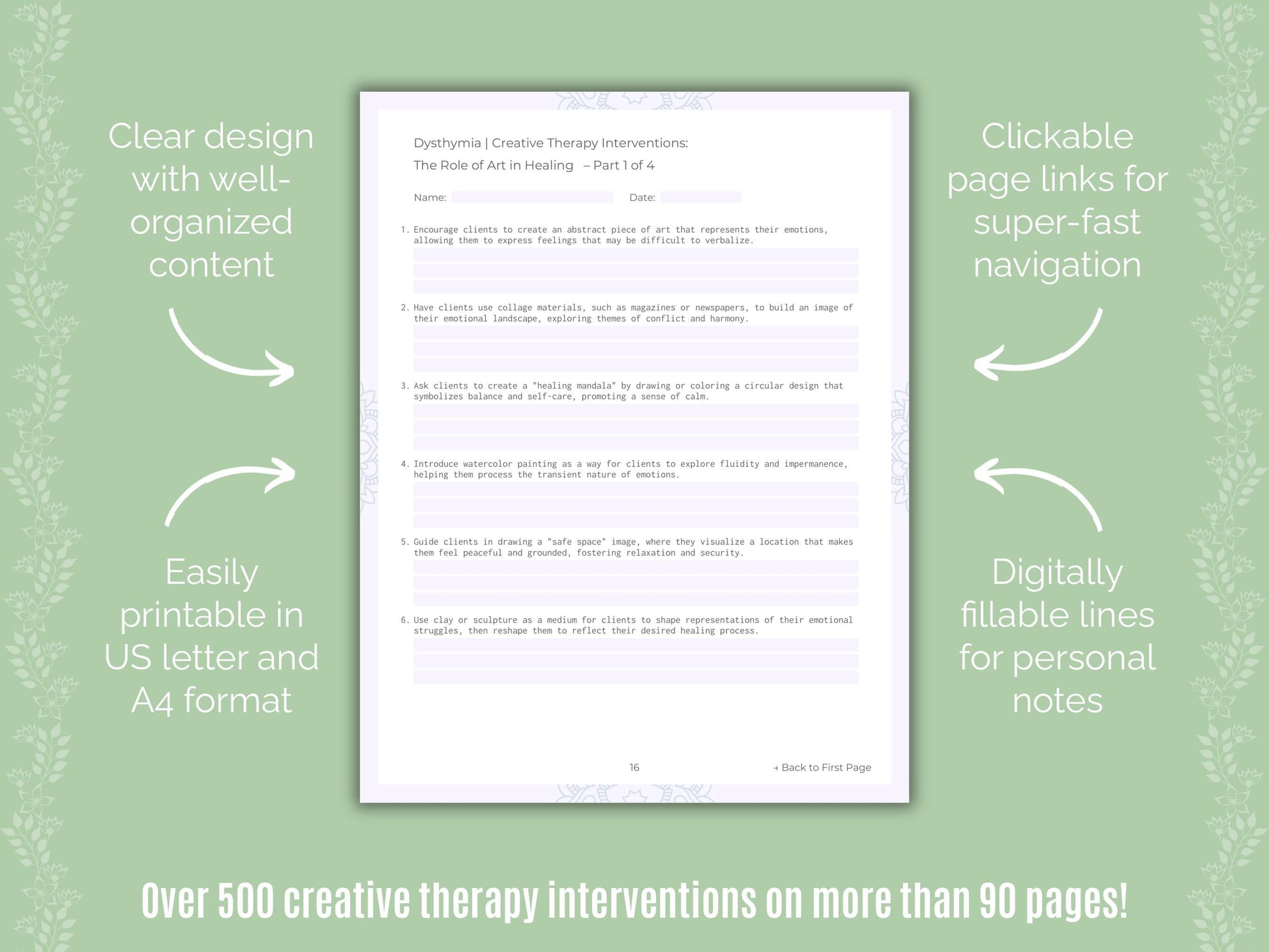 Dysthymia Creative Therapy Counseling Templates