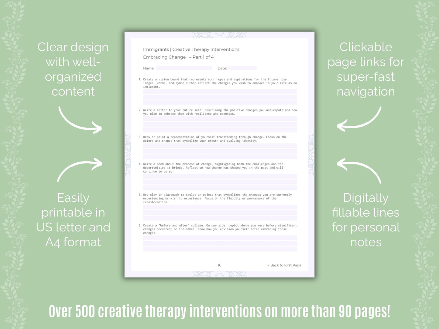 Immigrants Creative Therapy Counseling Templates