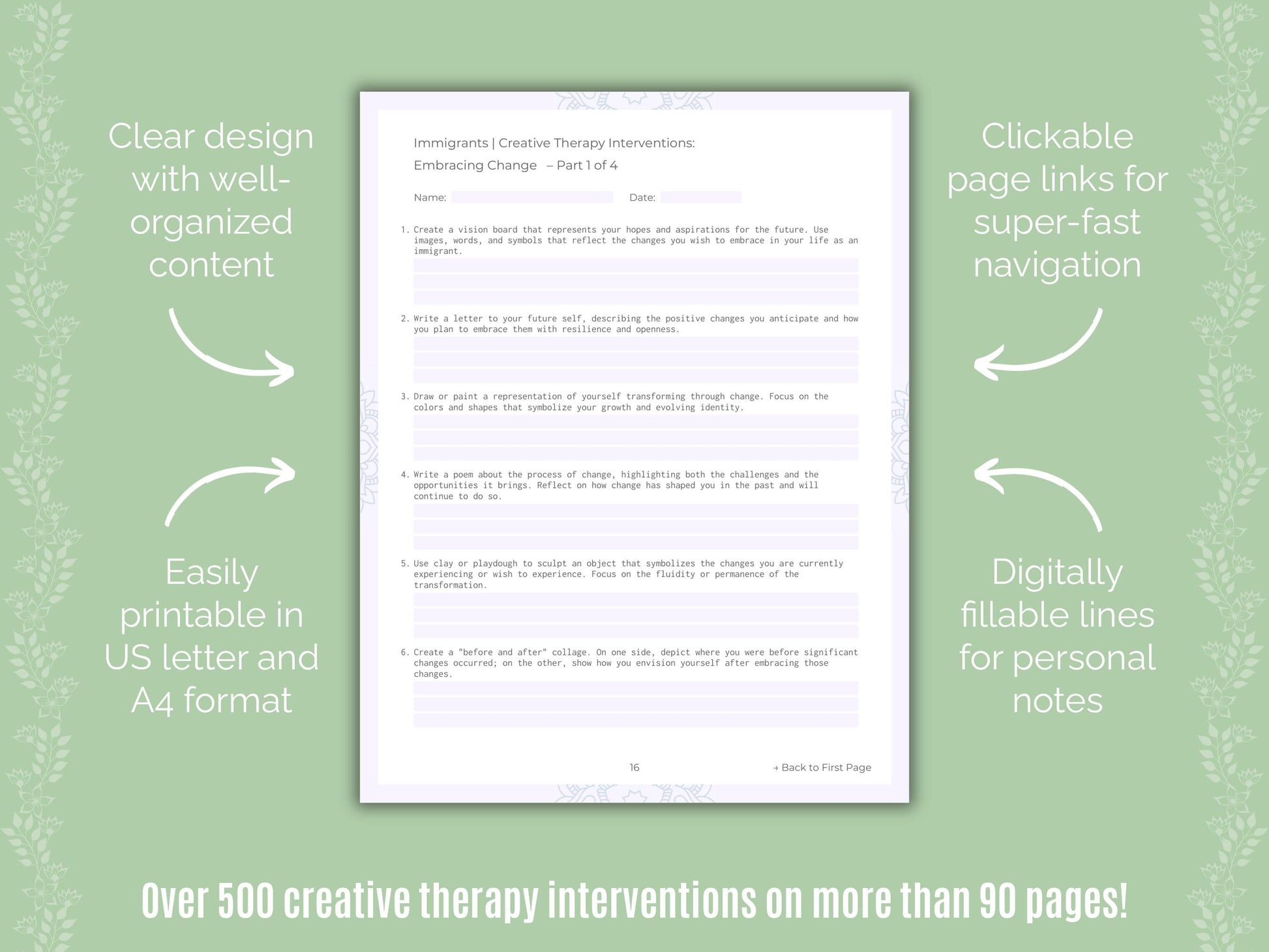 Immigrants Creative Therapy Counseling Templates