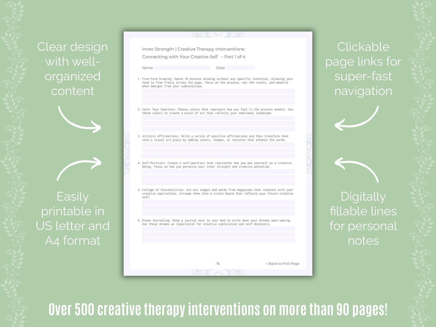 Inner Strength Creative Therapy Counseling Templates