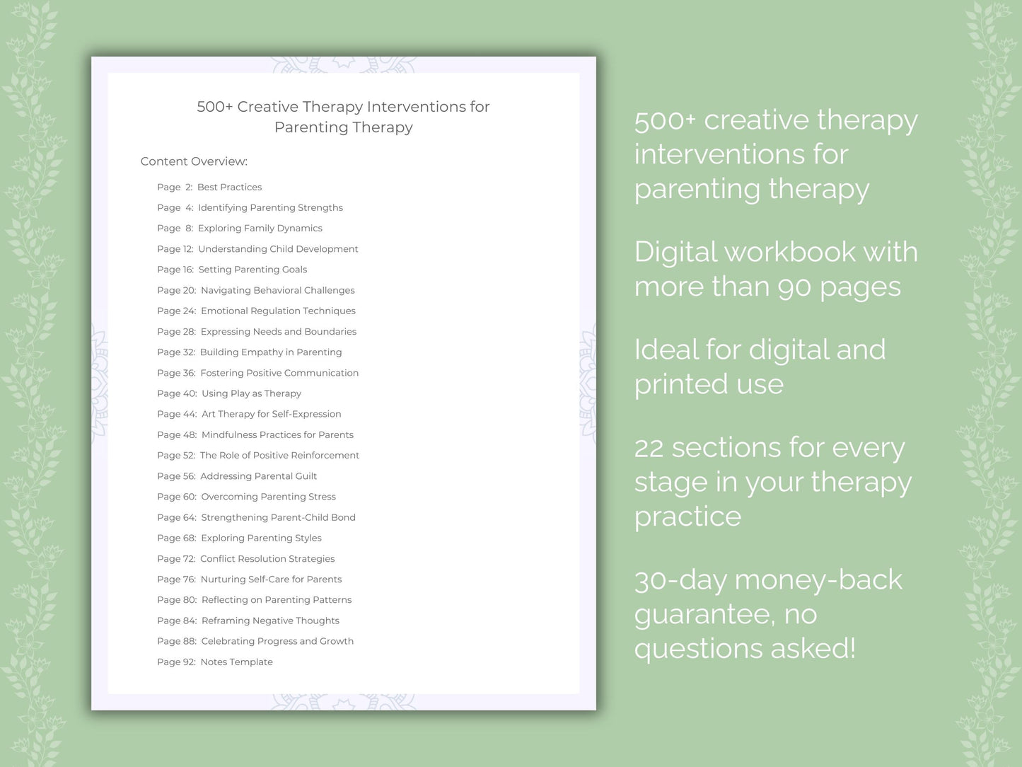 Parenting Creative Therapy Therapist Worksheets