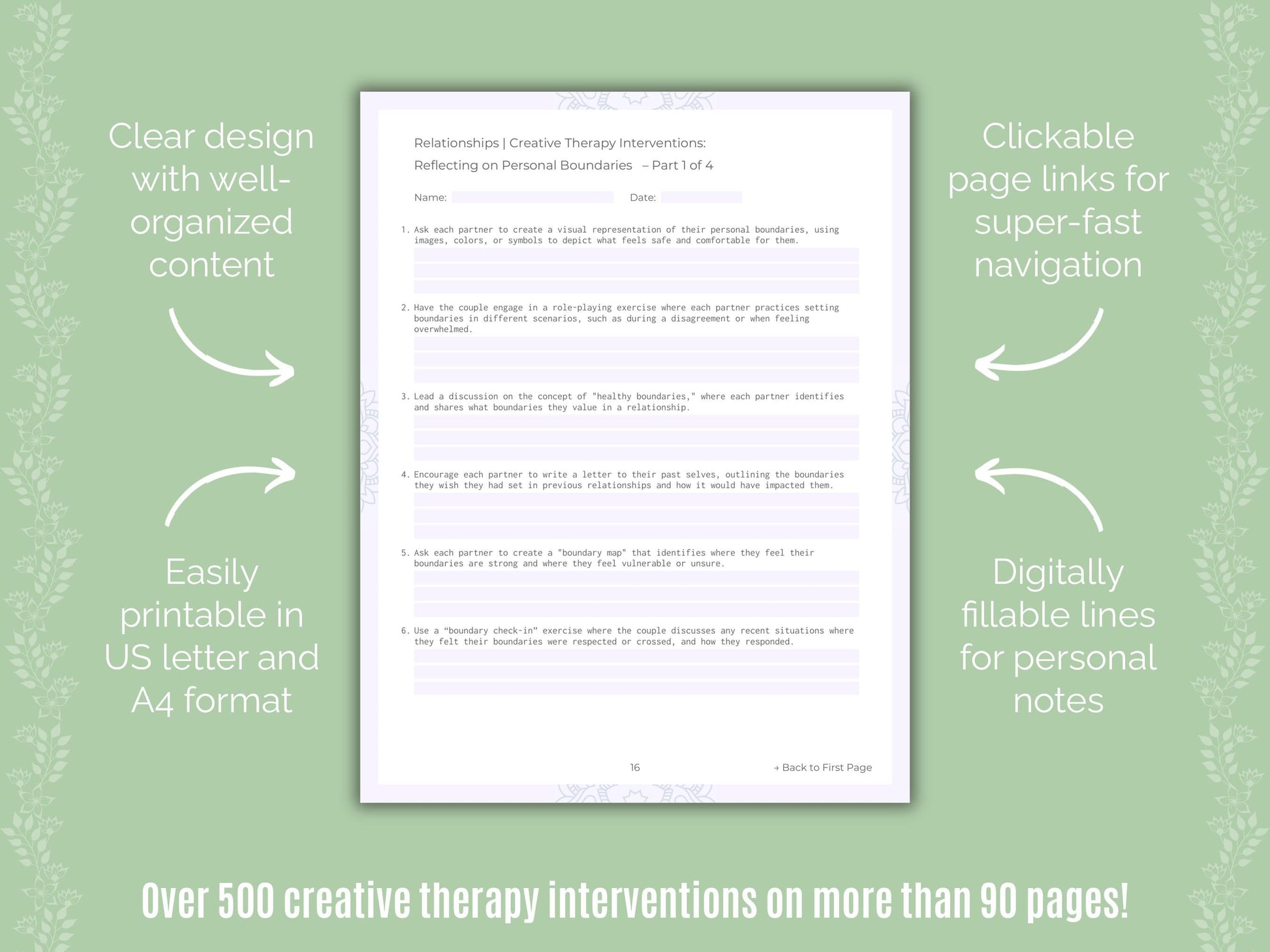 Relationships Creative Therapy Counseling Templates