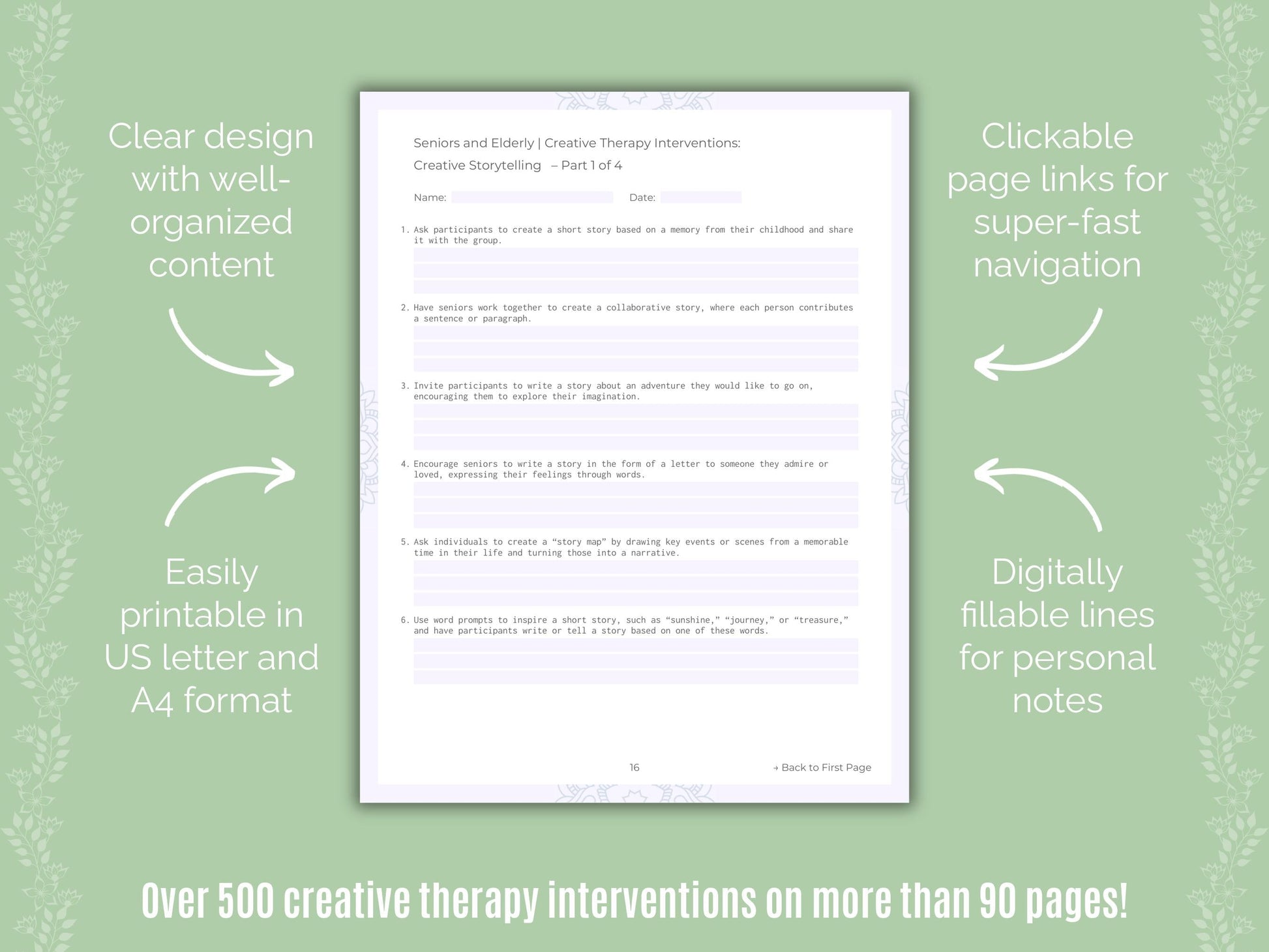 Seniors and Elderly Creative Therapy Counseling Templates