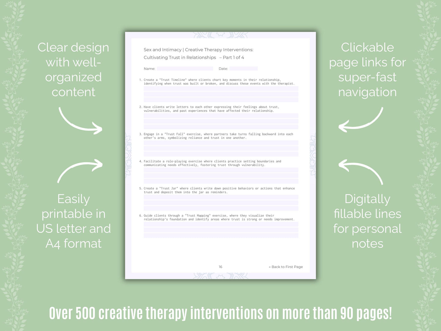 Sex and Intimacy Creative Therapy Counseling Templates