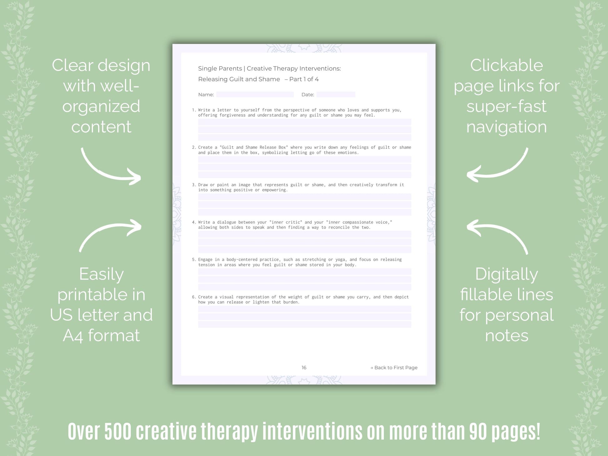 Single Parents Creative Therapy Counseling Templates