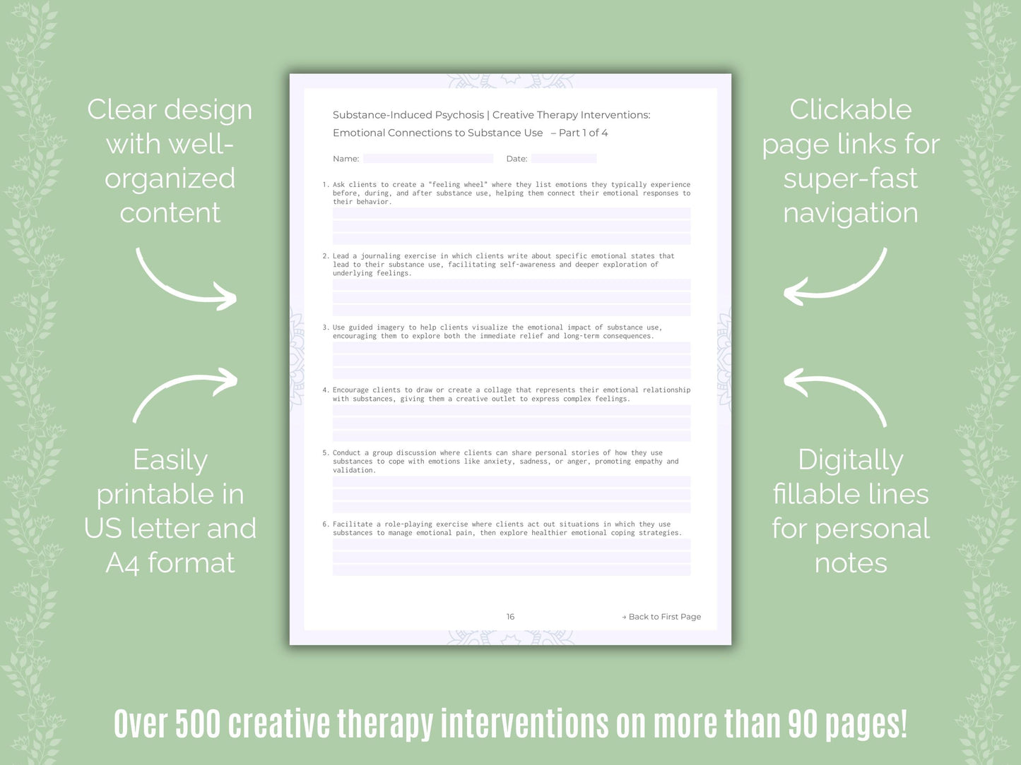 Substance-Induced Psychosis Creative Therapy Counseling Templates