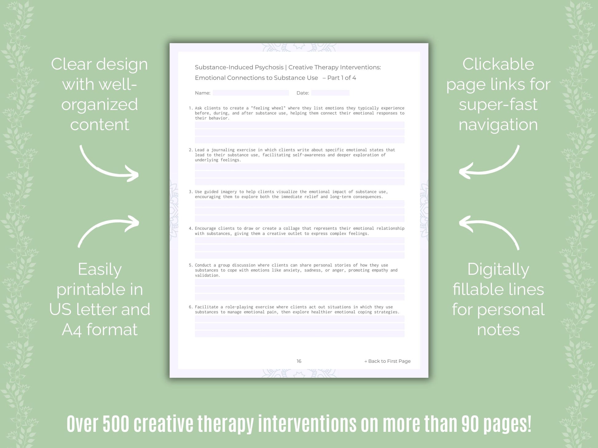 Substance-Induced Psychosis Creative Therapy Counseling Templates