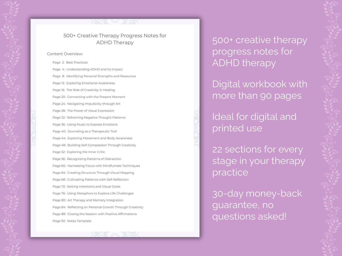 ADHD Creative Therapy Therapist Worksheets