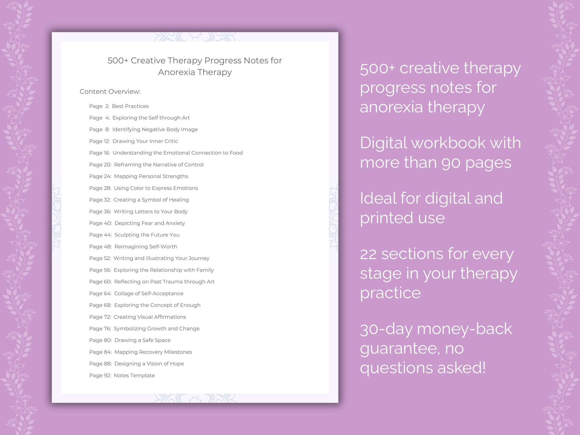 Anorexia Creative Therapy Therapist Worksheets