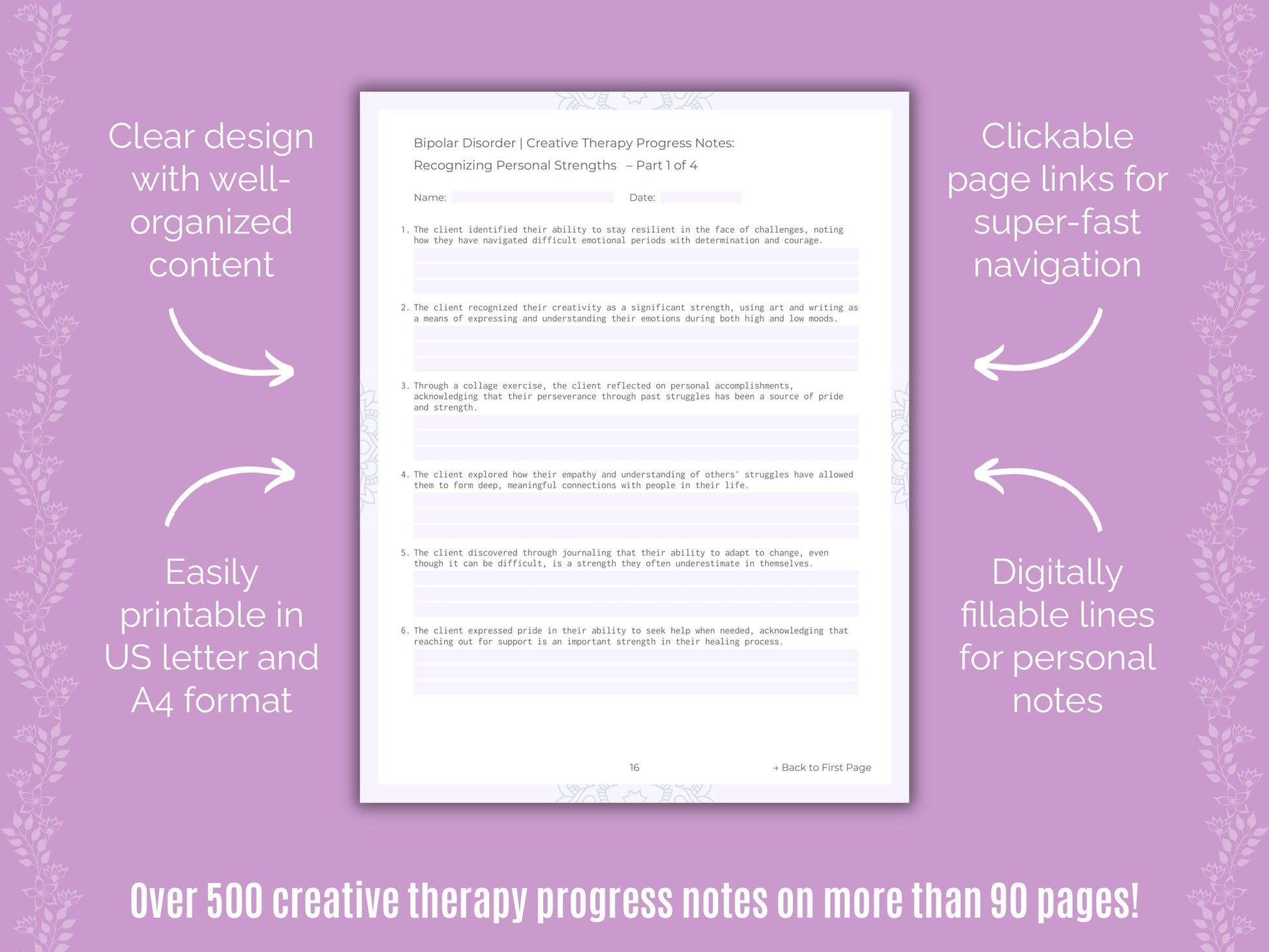 Bipolar Disorder Creative Therapy Counseling Templates