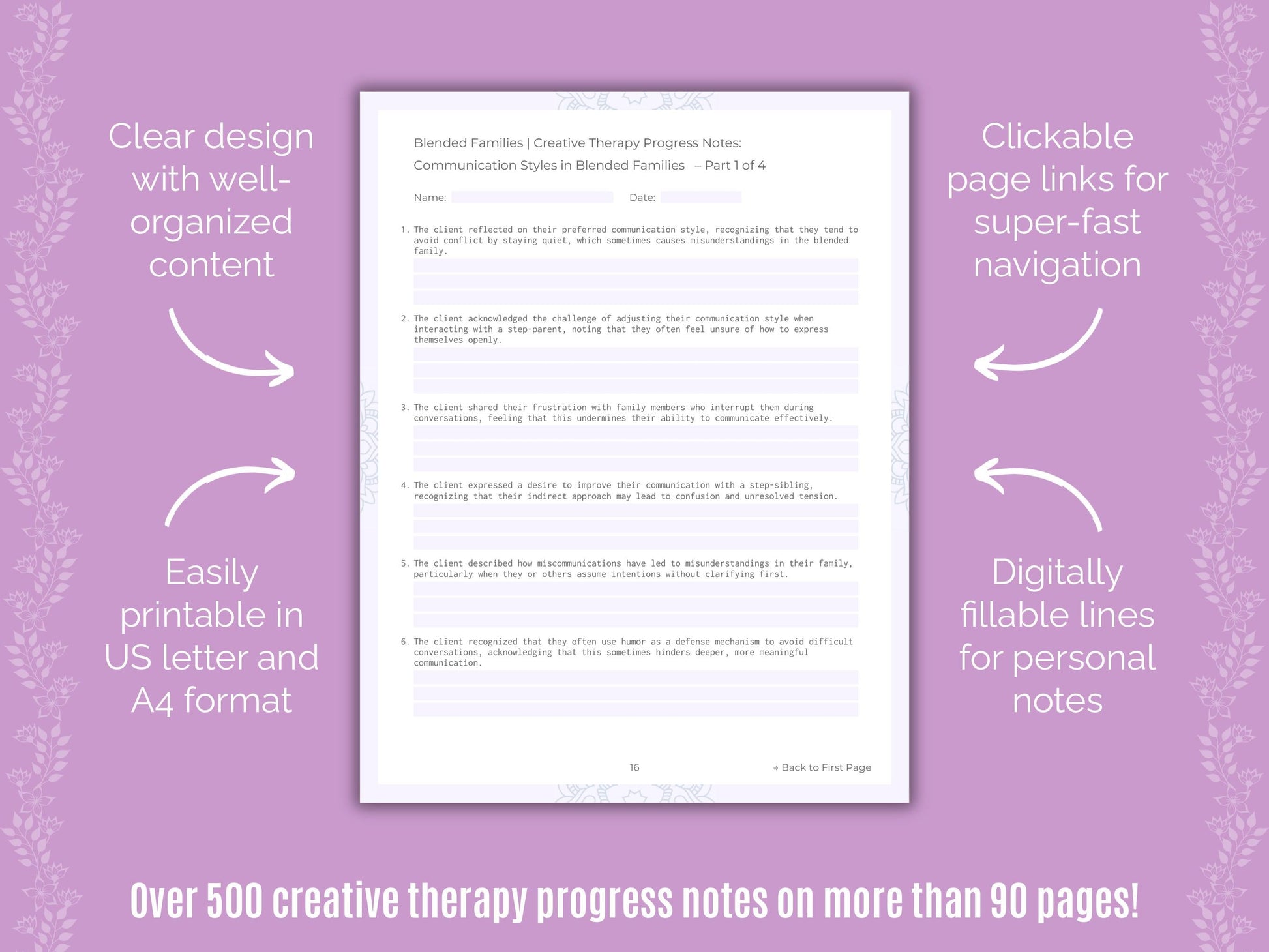 Blended Families Creative Therapy Counseling Templates