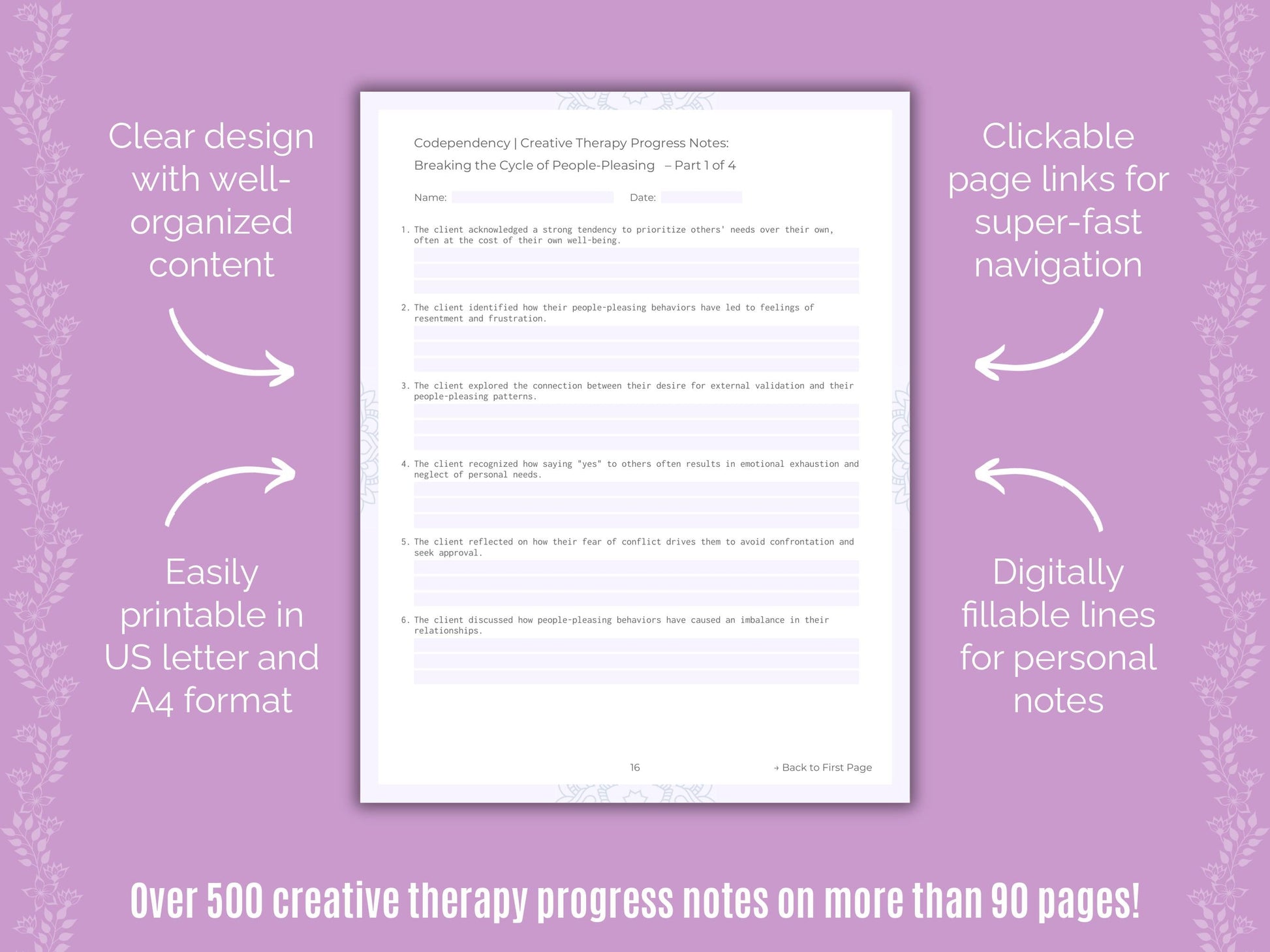 Codependency Creative Therapy Counseling Templates