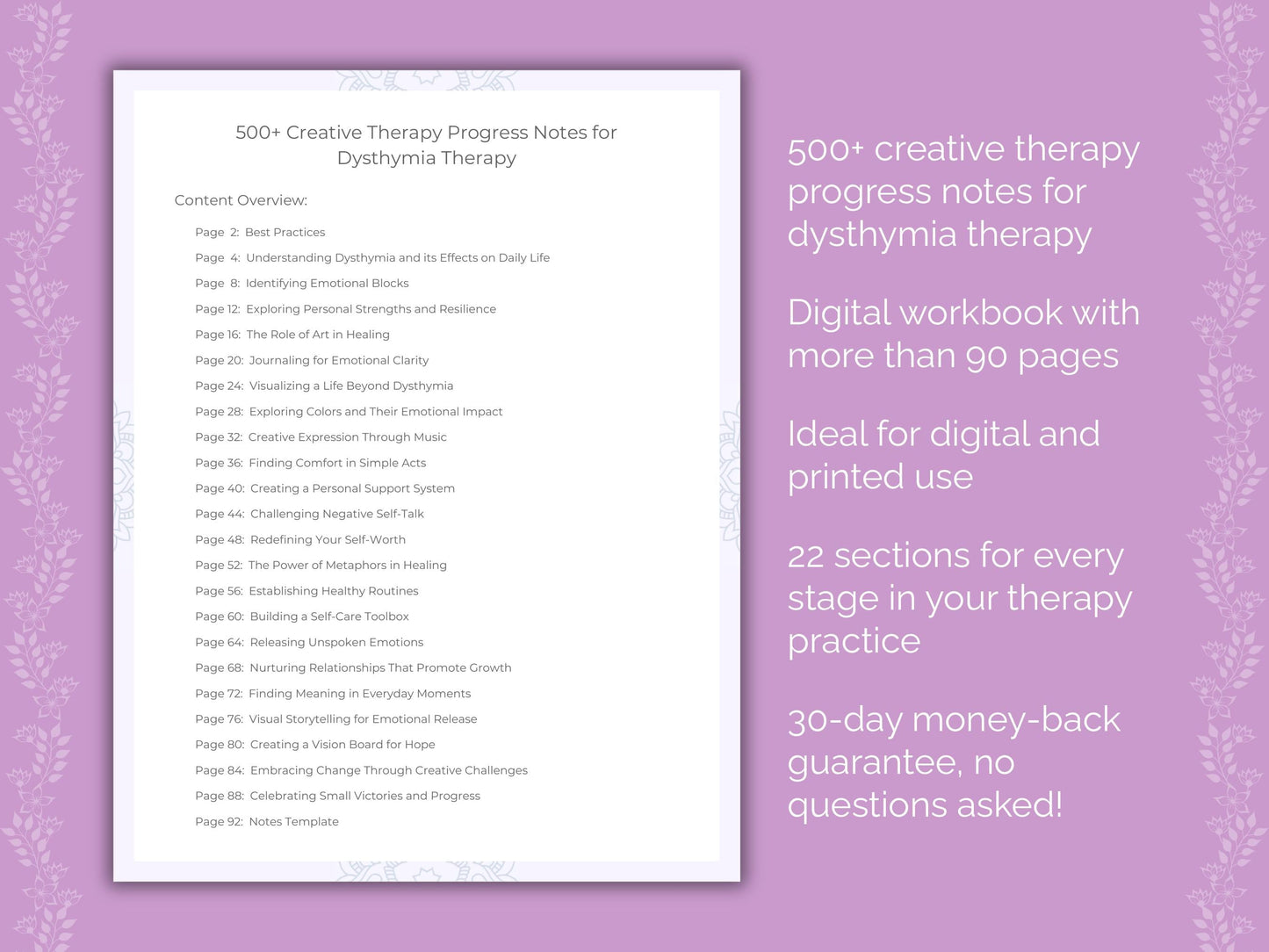 Dysthymia Creative Therapy Therapist Worksheets