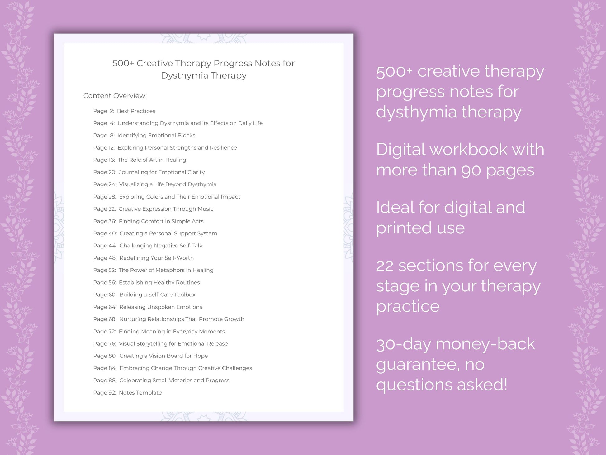 Dysthymia Creative Therapy Therapist Worksheets