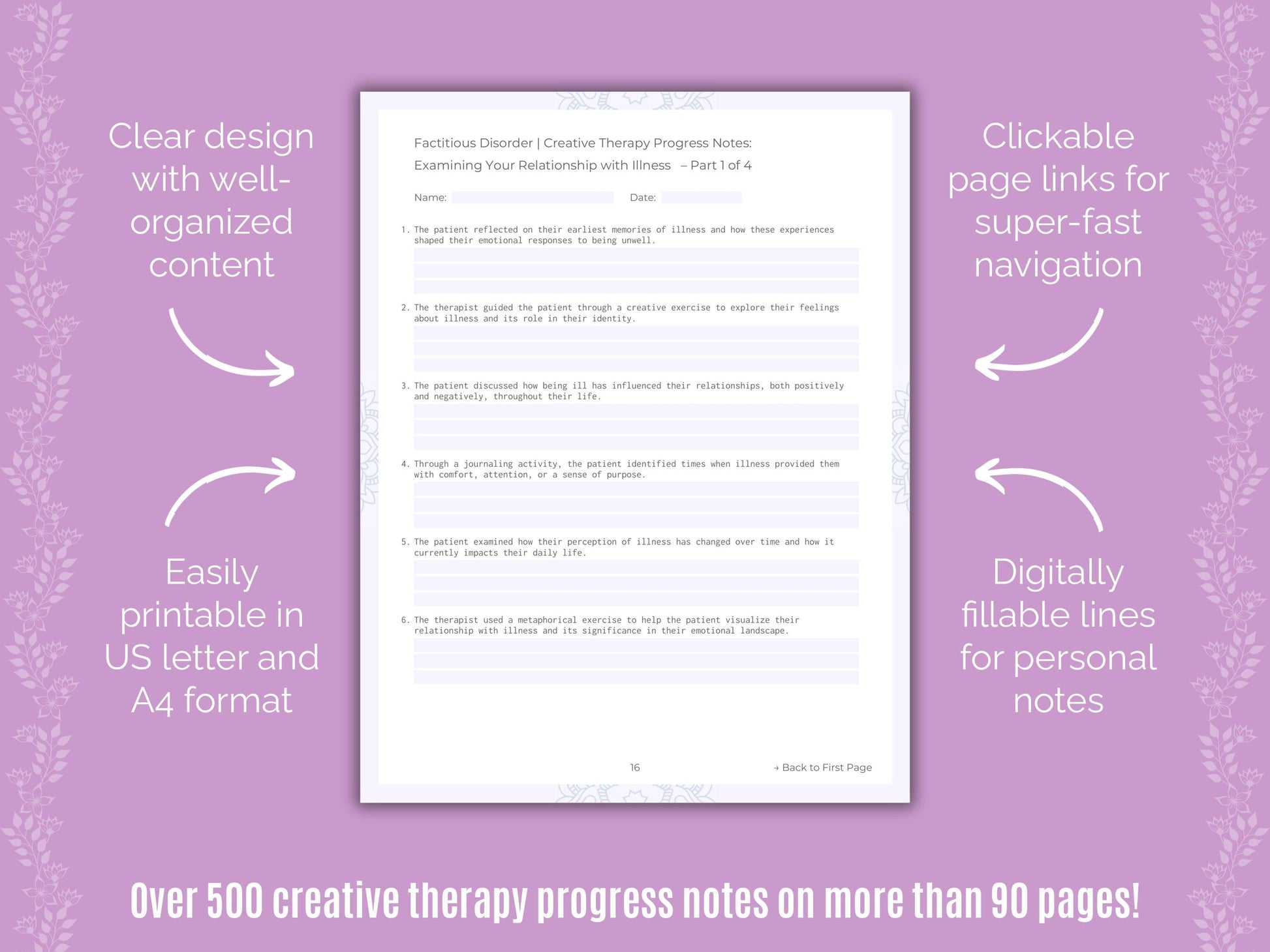 Factitious Disorder Creative Therapy Counseling Templates