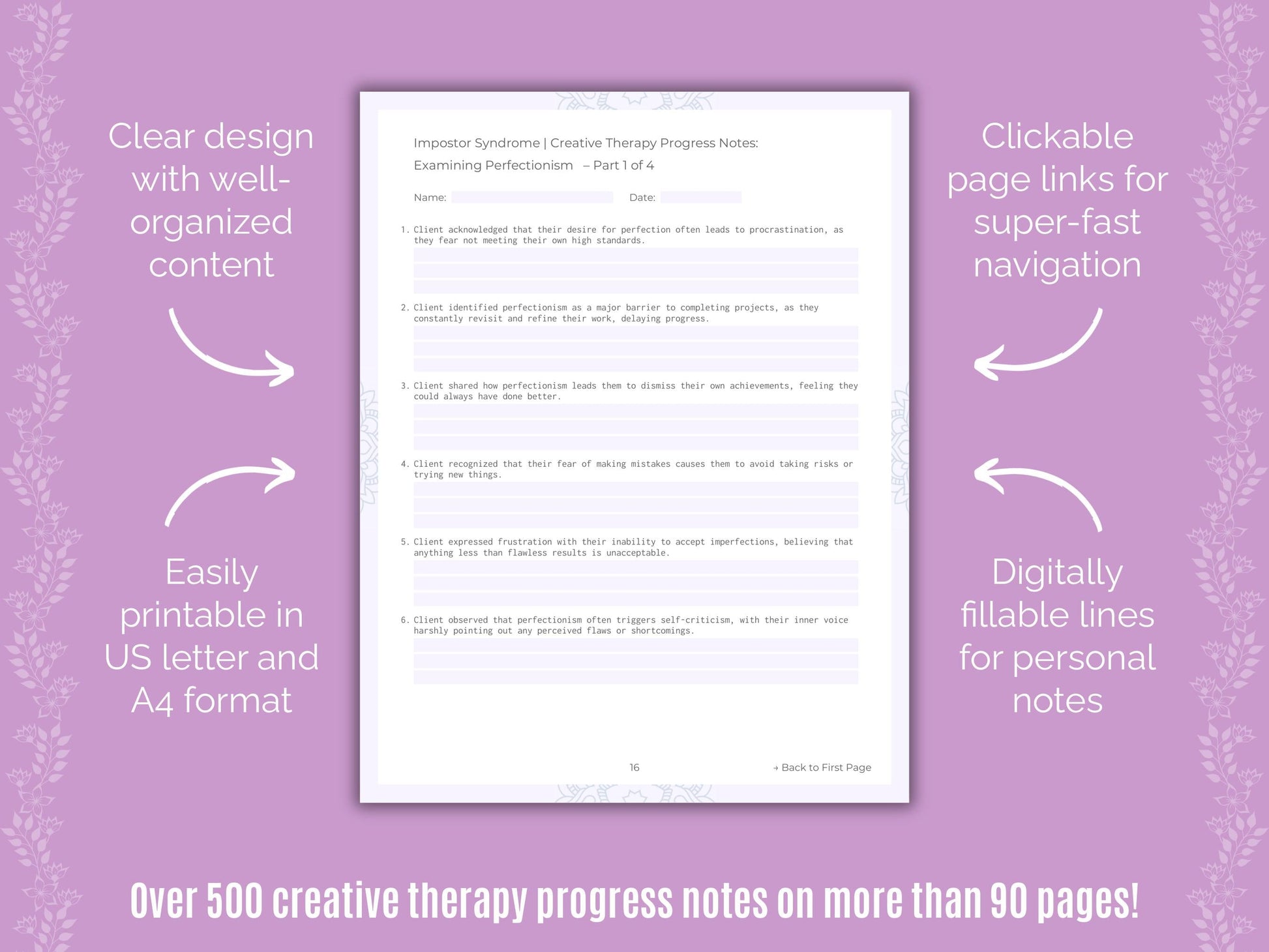 Impostor Syndrome Creative Therapy Counseling Templates