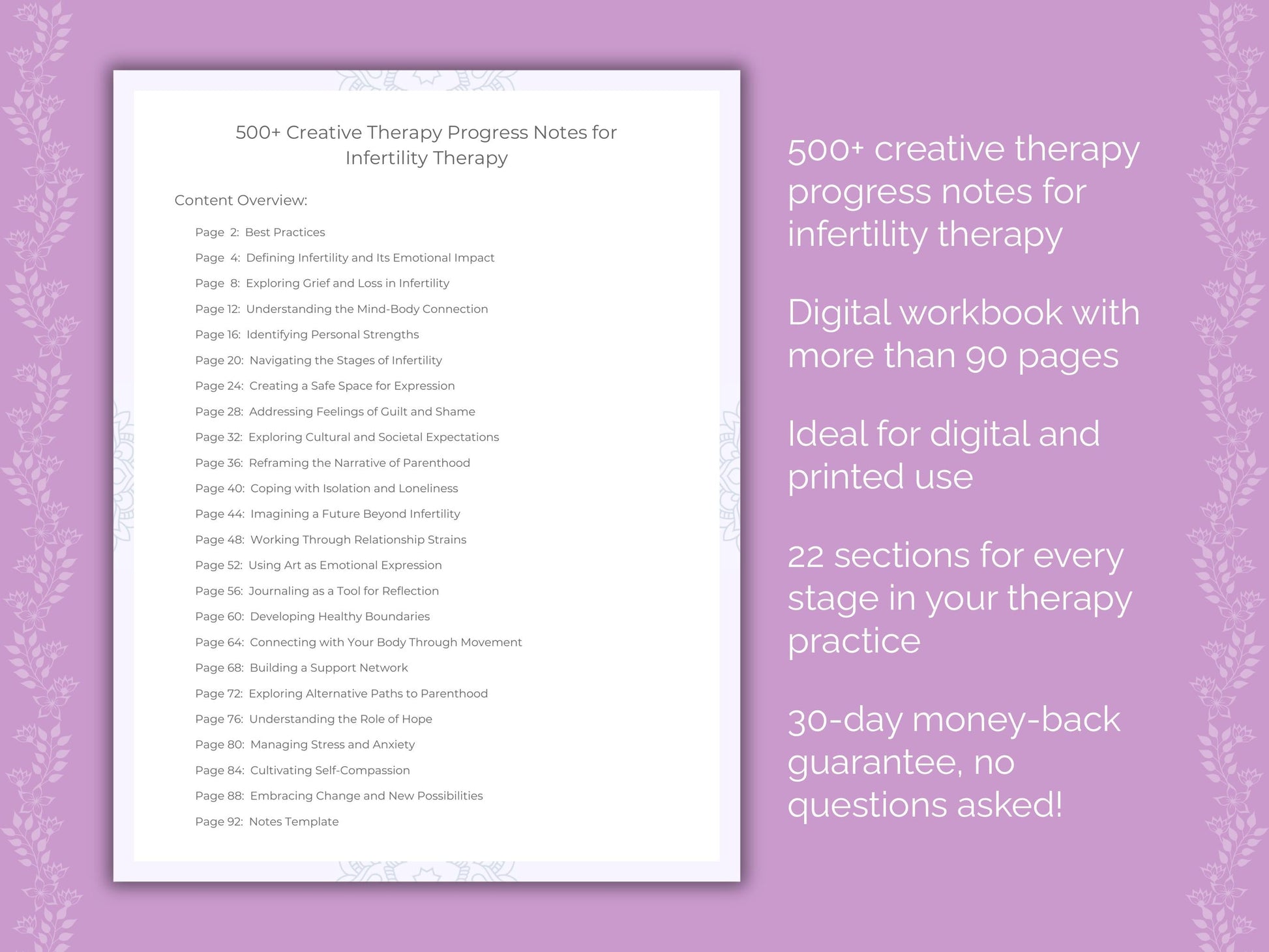 Infertility Creative Therapy Therapist Worksheets