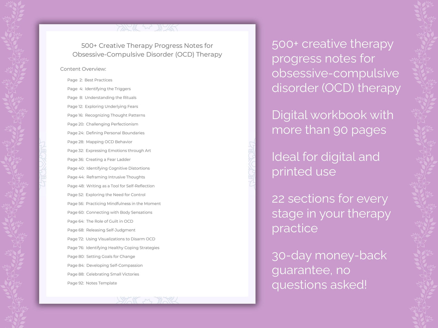 Obsessive-Compulsive Disorder (OCD) Creative Therapy Therapist Worksheets