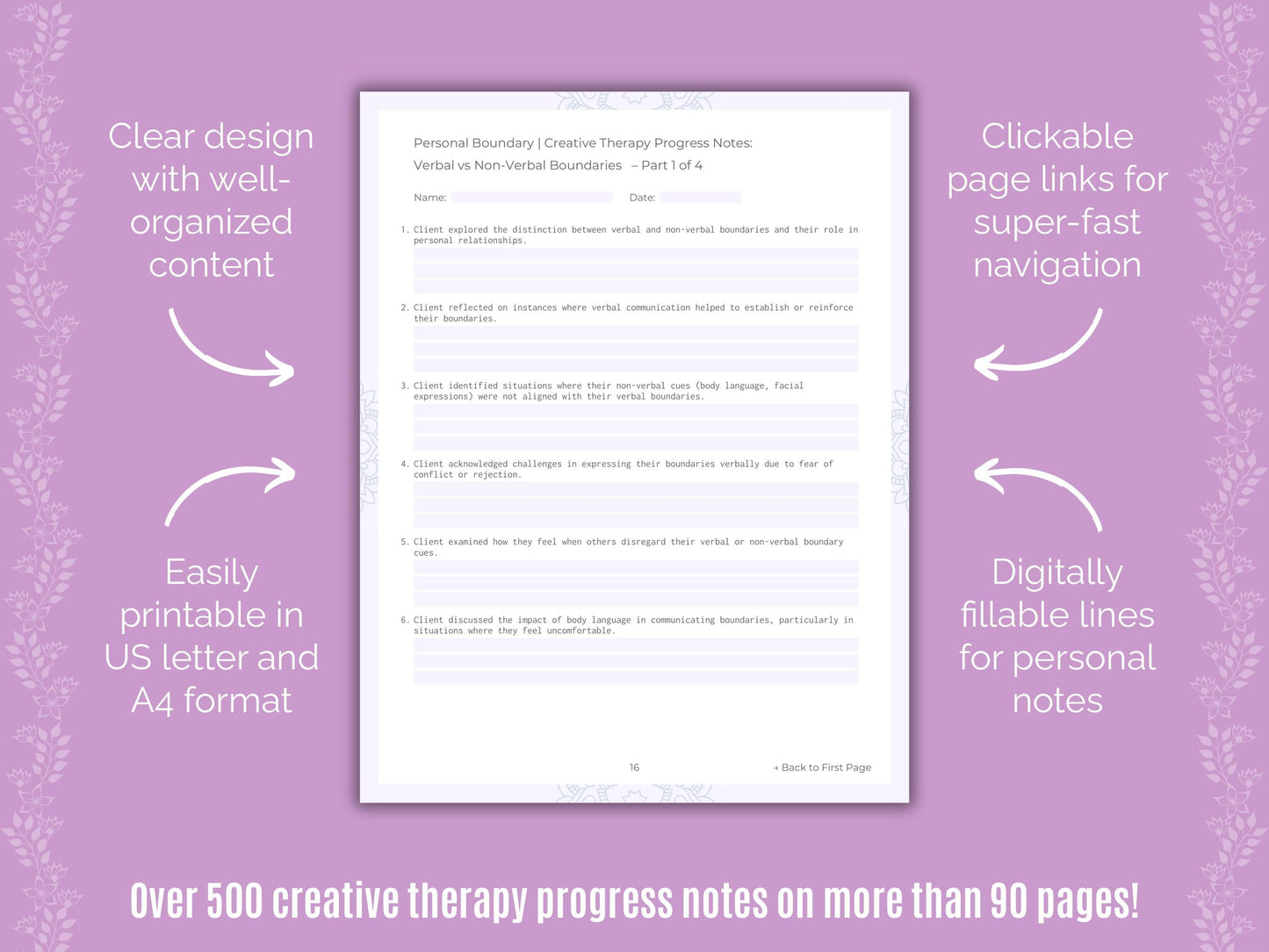 Personal Boundary Creative Therapy Counseling Templates