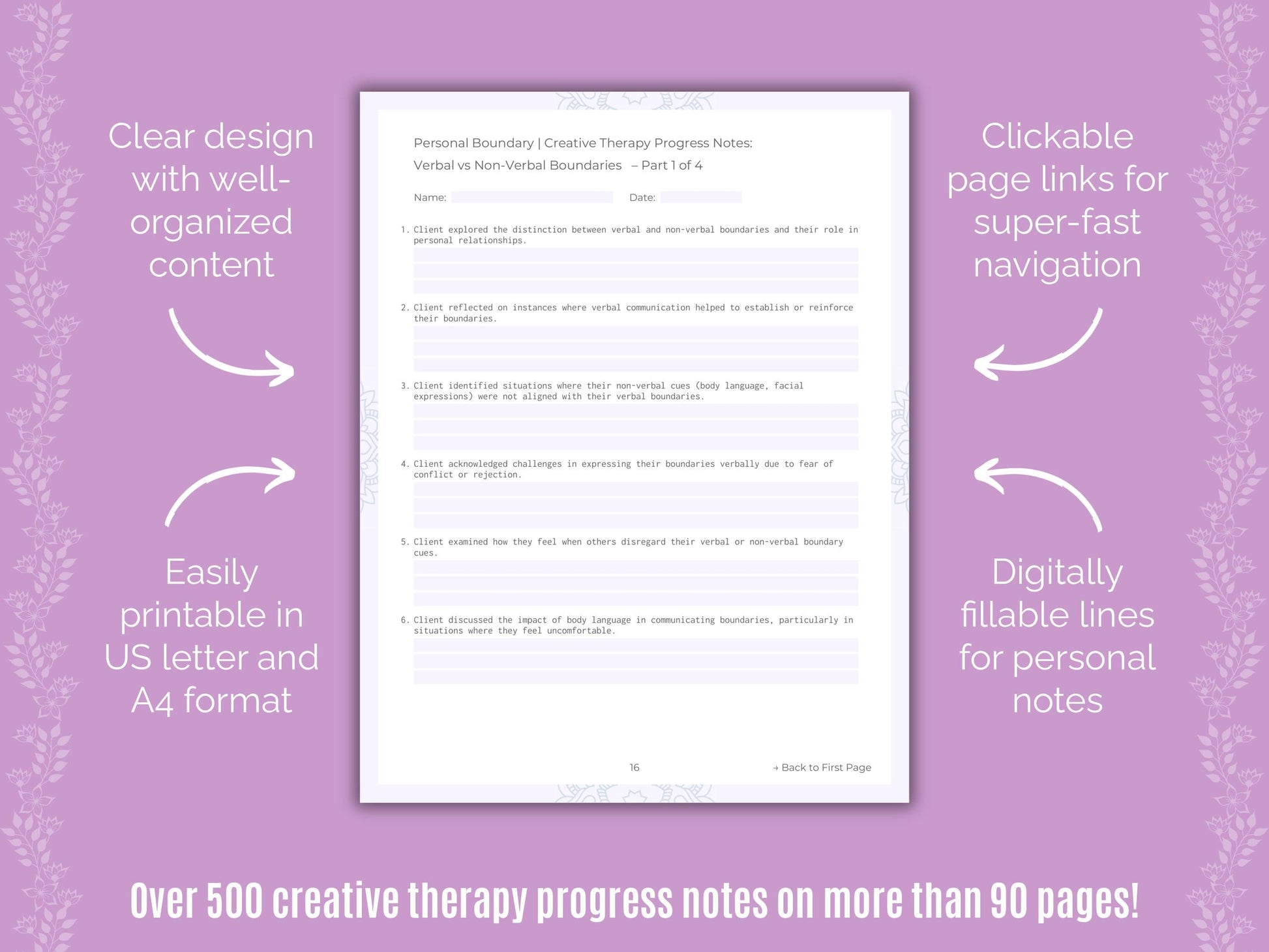 Personal Boundary Creative Therapy Counseling Templates