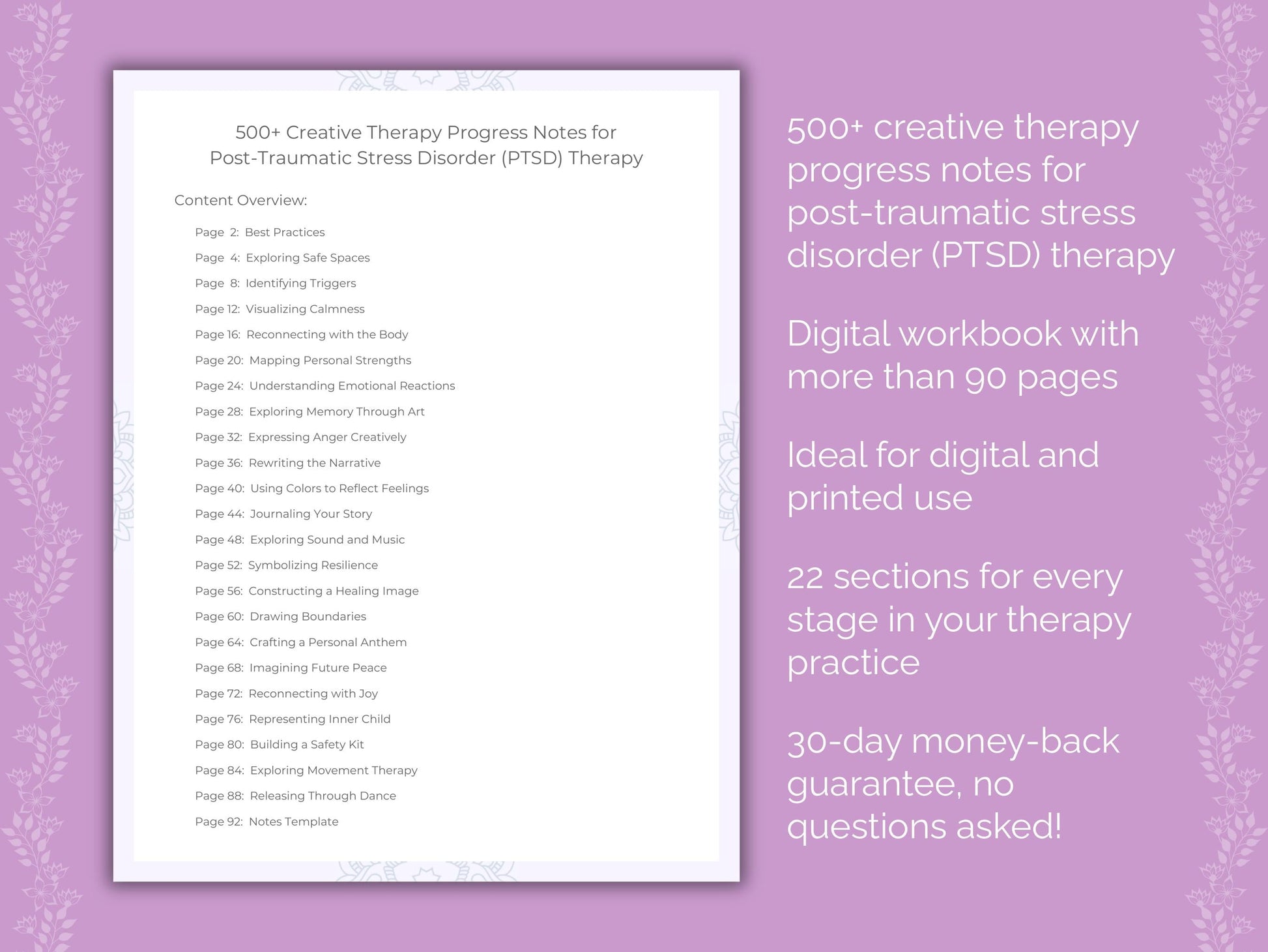 Post-Traumatic Stress Disorder (PTSD) Creative Therapy Therapist Worksheets