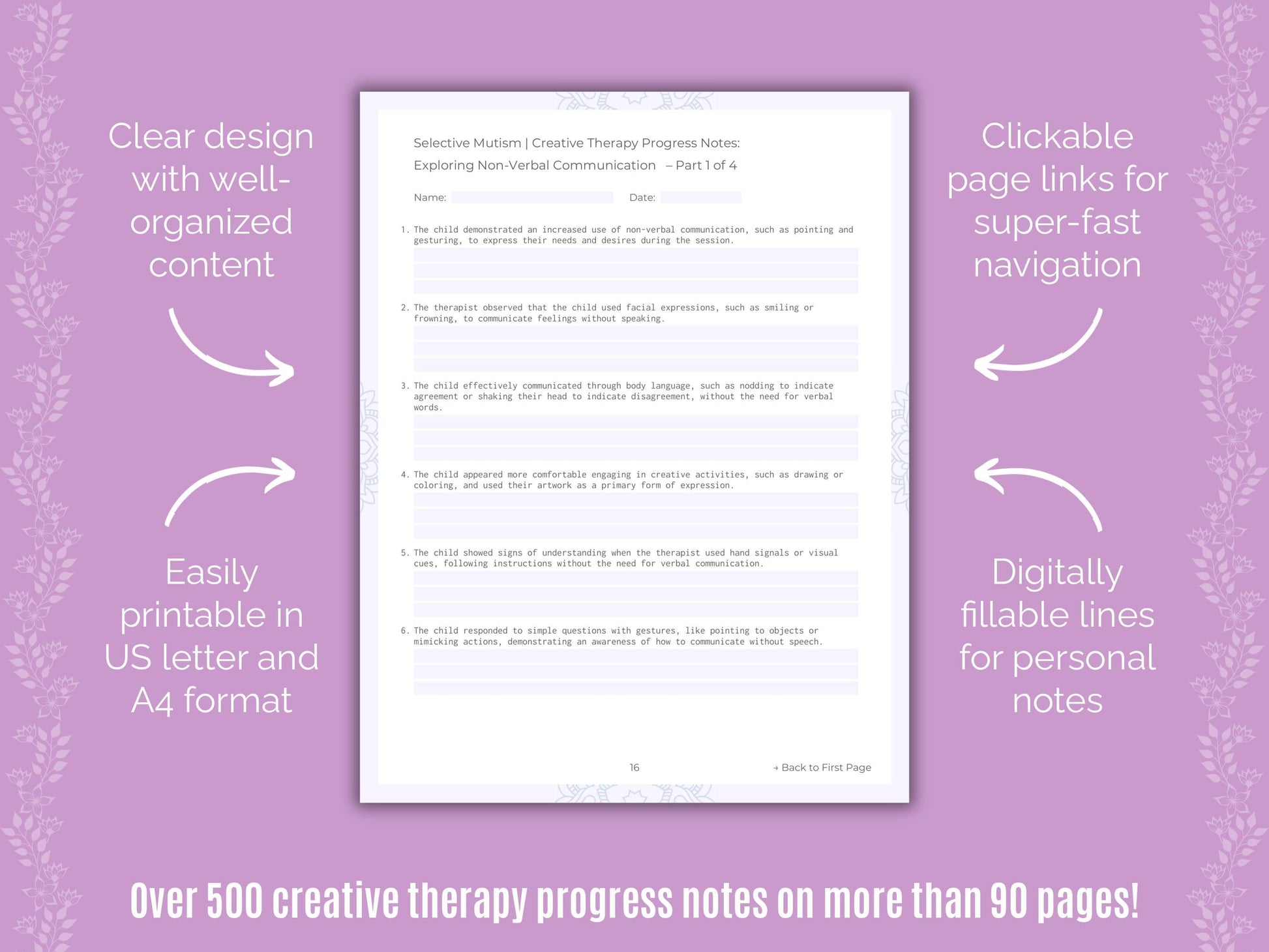 Selective Mutism Creative Therapy Counseling Templates