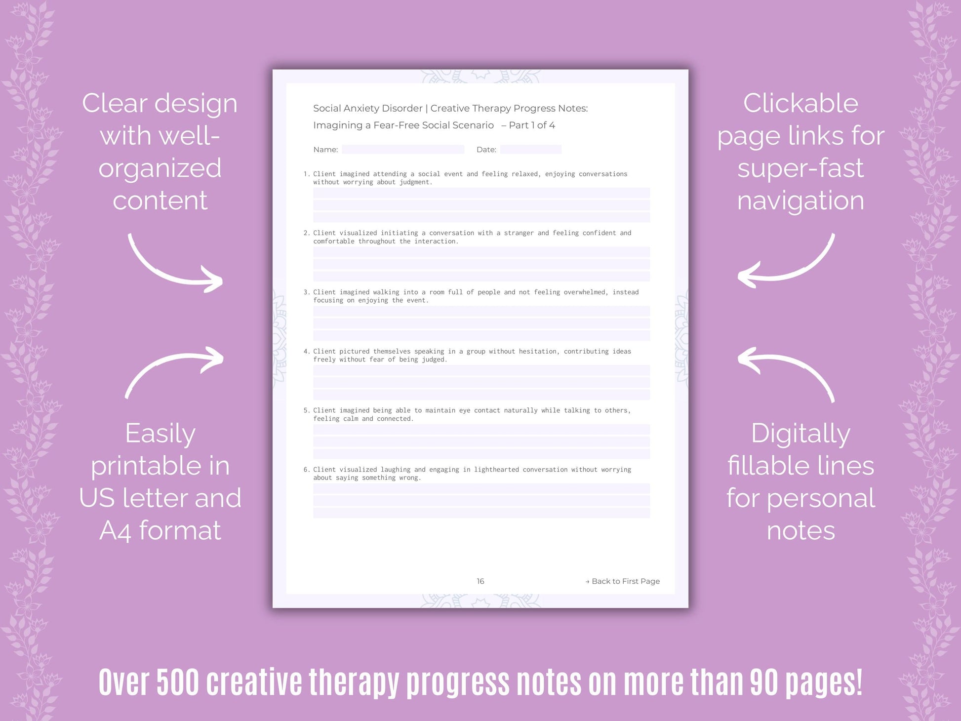 Social Anxiety Disorder Creative Therapy Counseling Templates