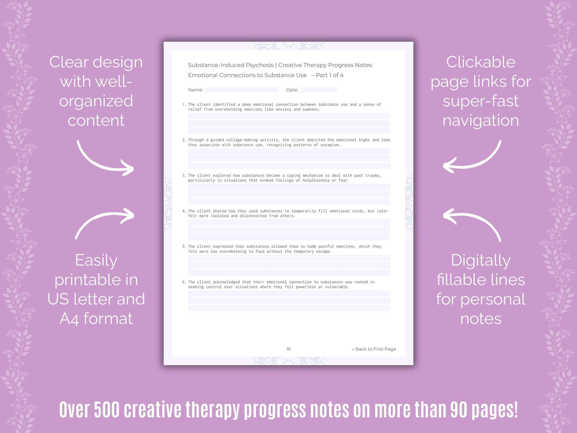 Substance-Induced Psychosis Creative Therapy Counseling Templates