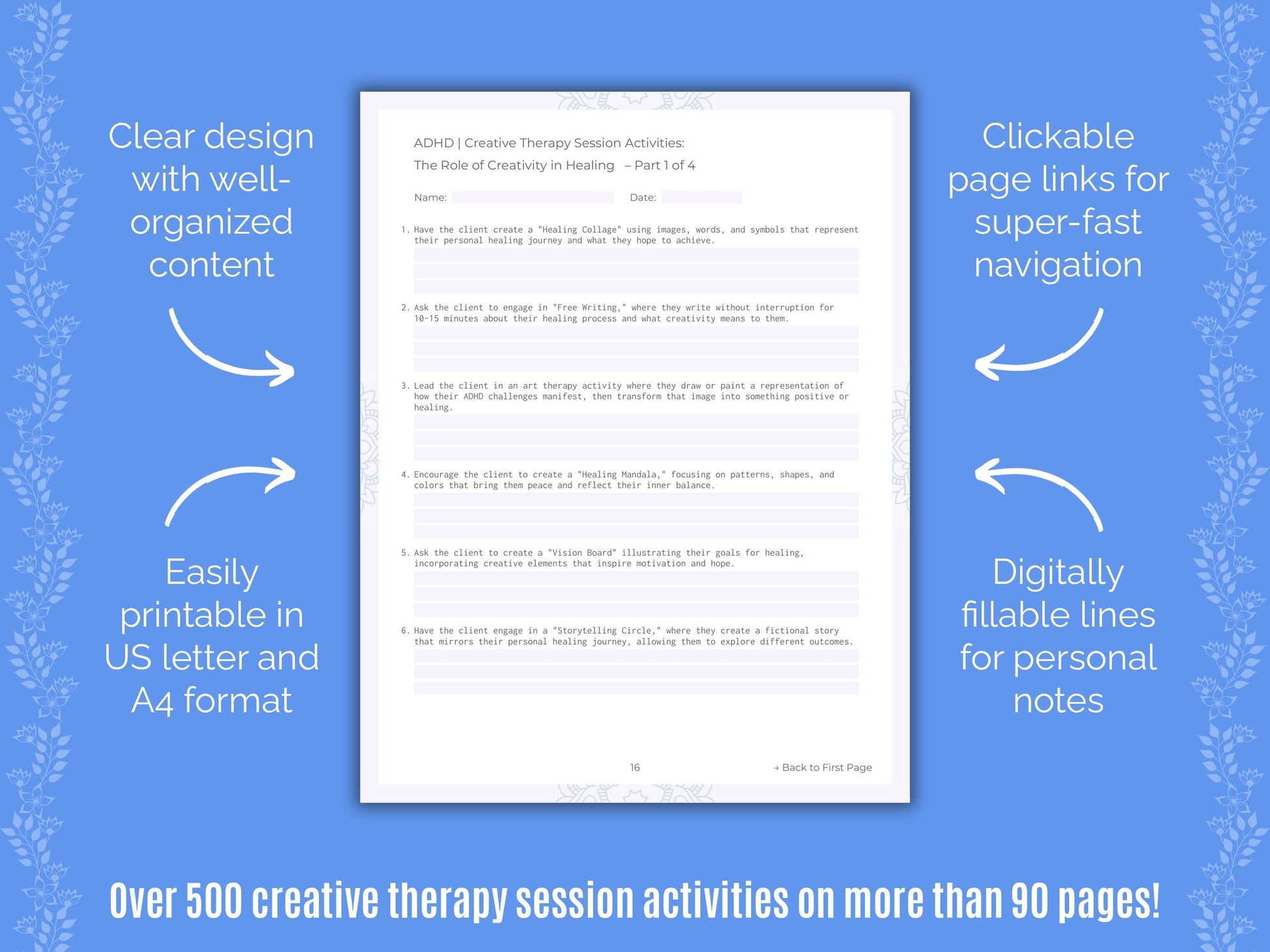 ADHD Creative Therapy Counseling Templates