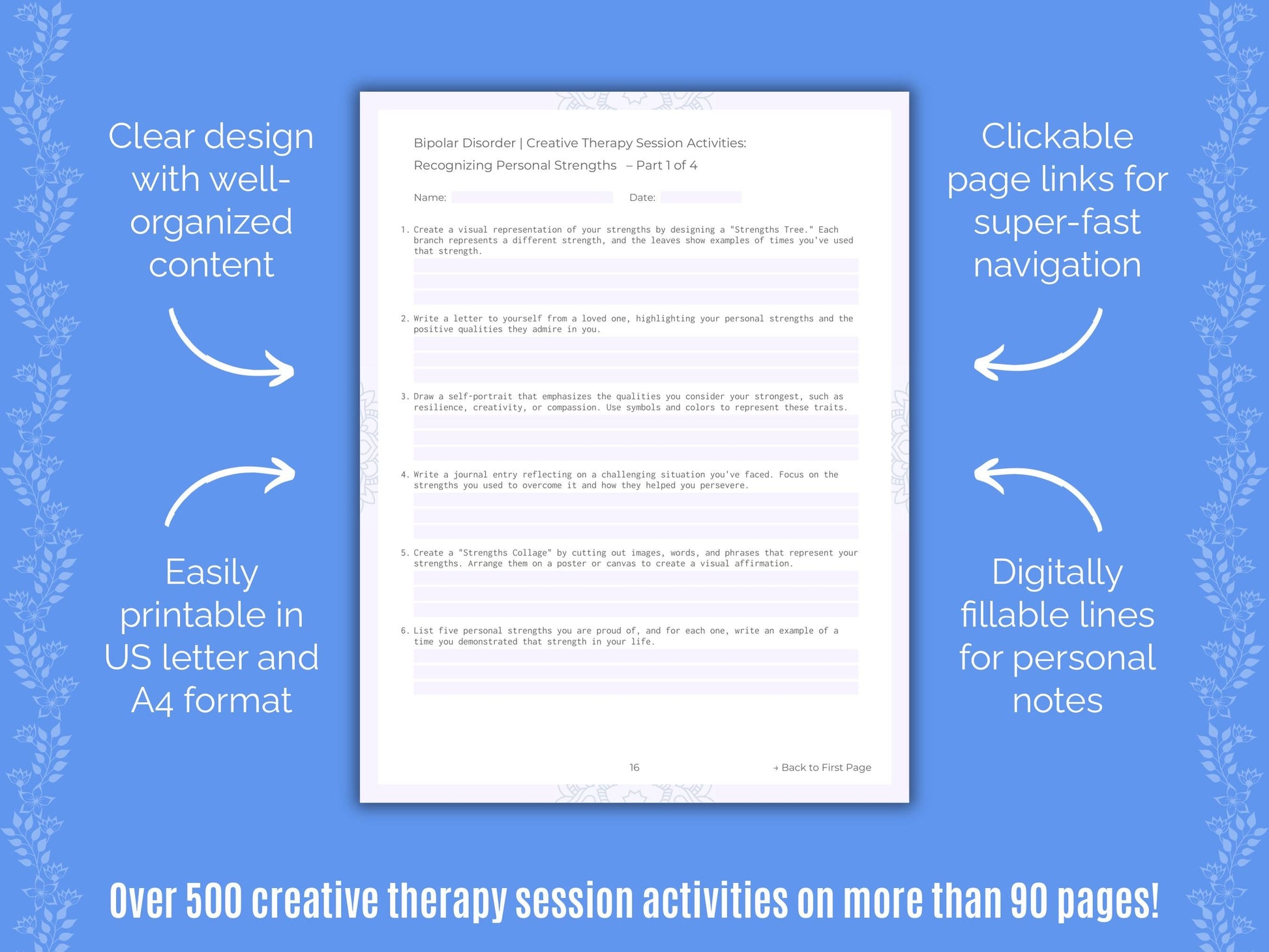 Bipolar Disorder Creative Therapy Counseling Templates