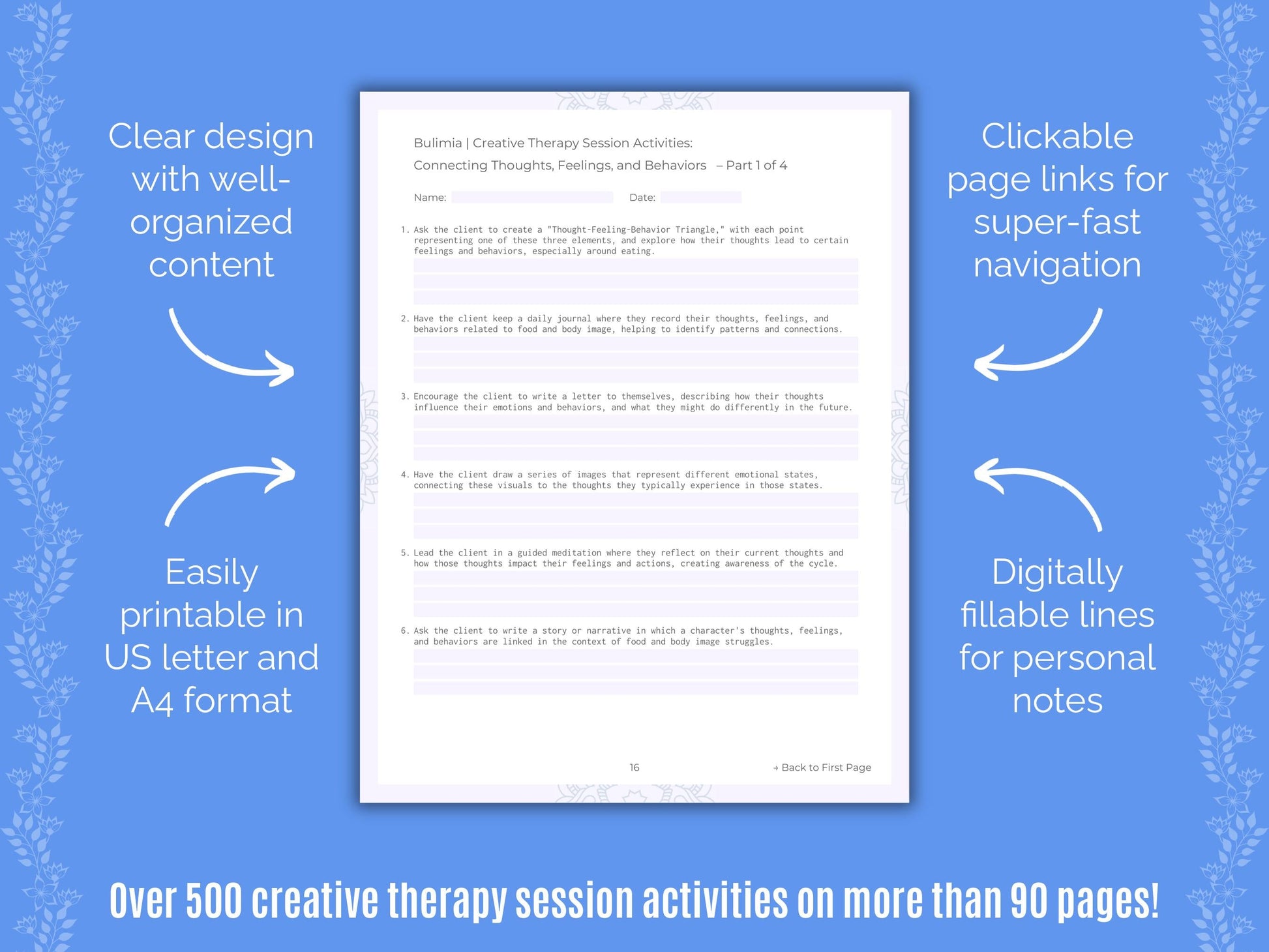 Bulimia Creative Therapy Counseling Templates
